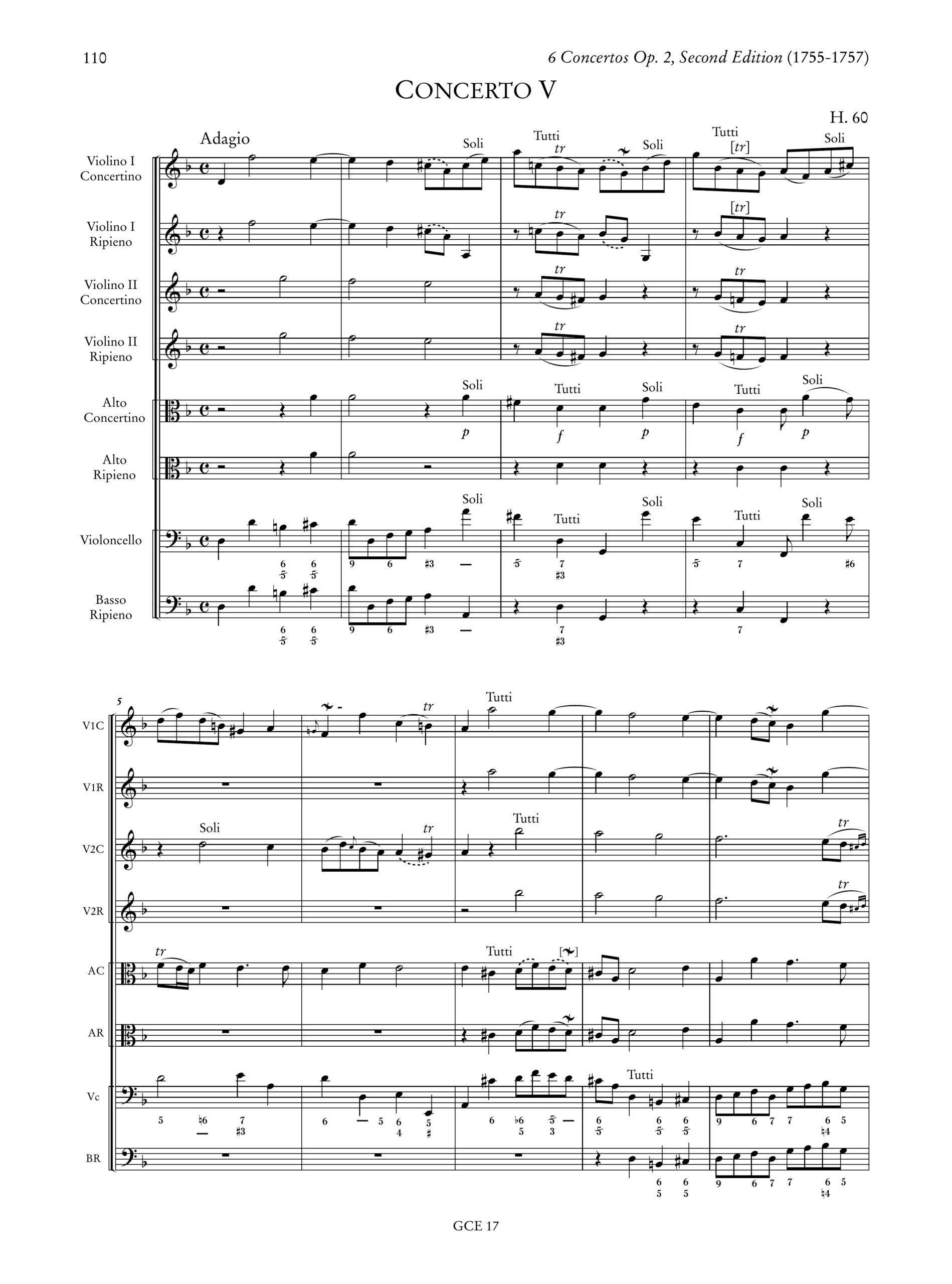 Geminiani, Francesco: 6 Concertos Op. 2 (Second edition, 1755-1757) (H. 56-60) - Image 6