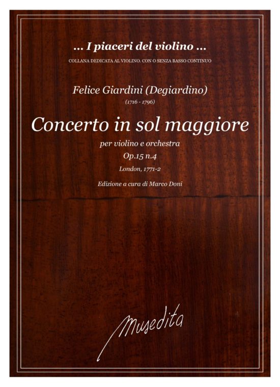 Felice Giardini (Degiardino)(1716 - 1796) - Concerto in sol maggiore op.15 n.4 per violino e orchestra (2 horns and strings)