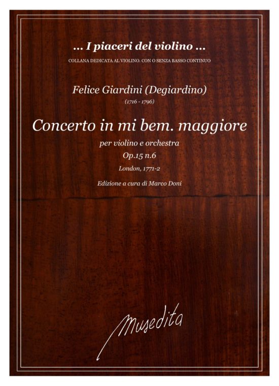 Felice Giardini (Degiardino)(1716 - 1796) - Concerto in mi bemolle maggiore op.15 n.6 per violino e orchestra (2 horns and strings)
