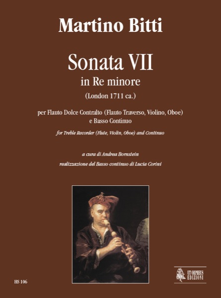 Bitti, Martino: Sonata VII in Re minore (London 1711 ca.) per Flauto Dolce Contralto (Flauto Traverso, Violino, Oboe) e Basso Continuo