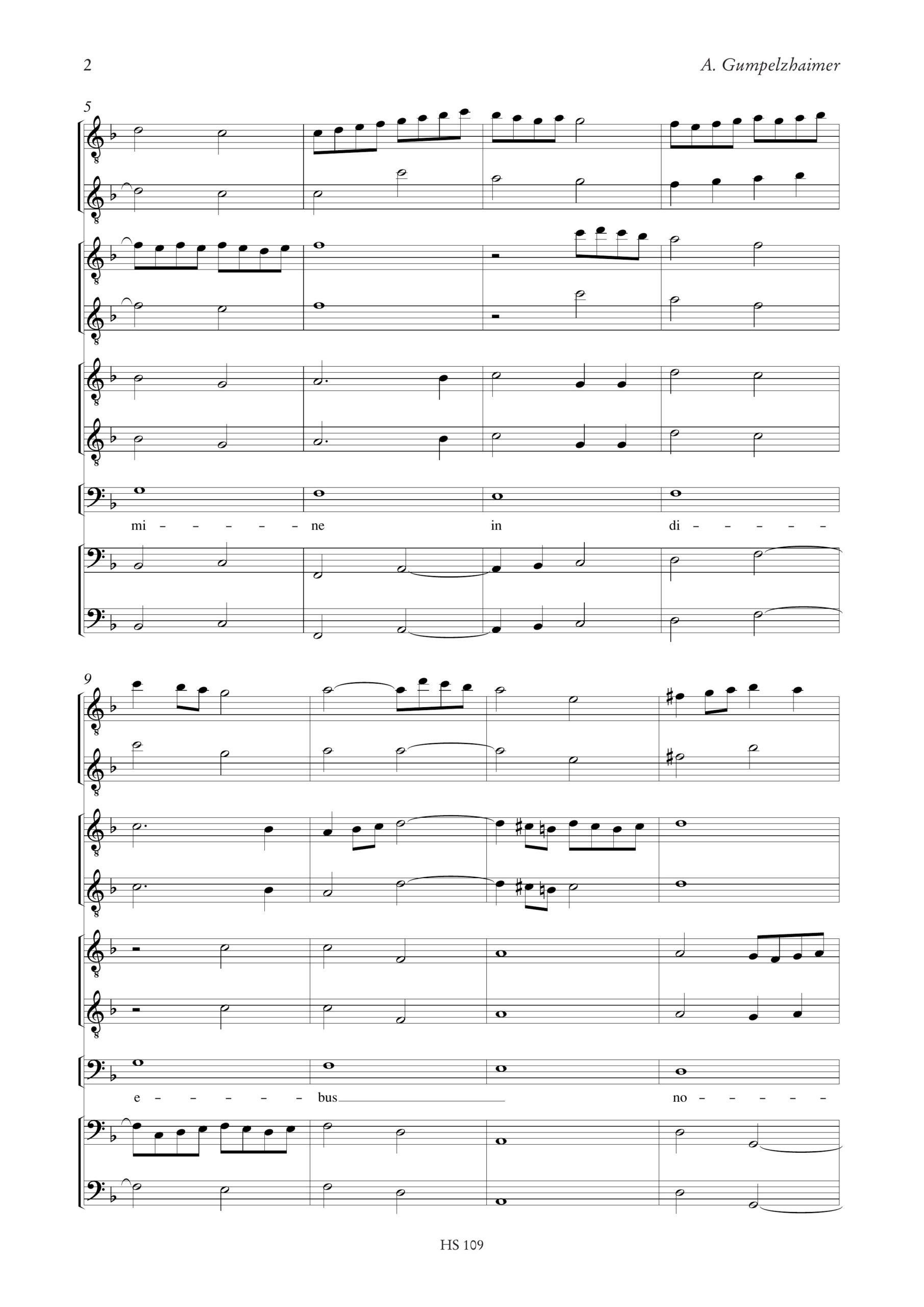 Gumpelzhaimer, Adam: Da pacem, Domine diminuito per 5 Flauti Dolci (AATBB) - Image 3
