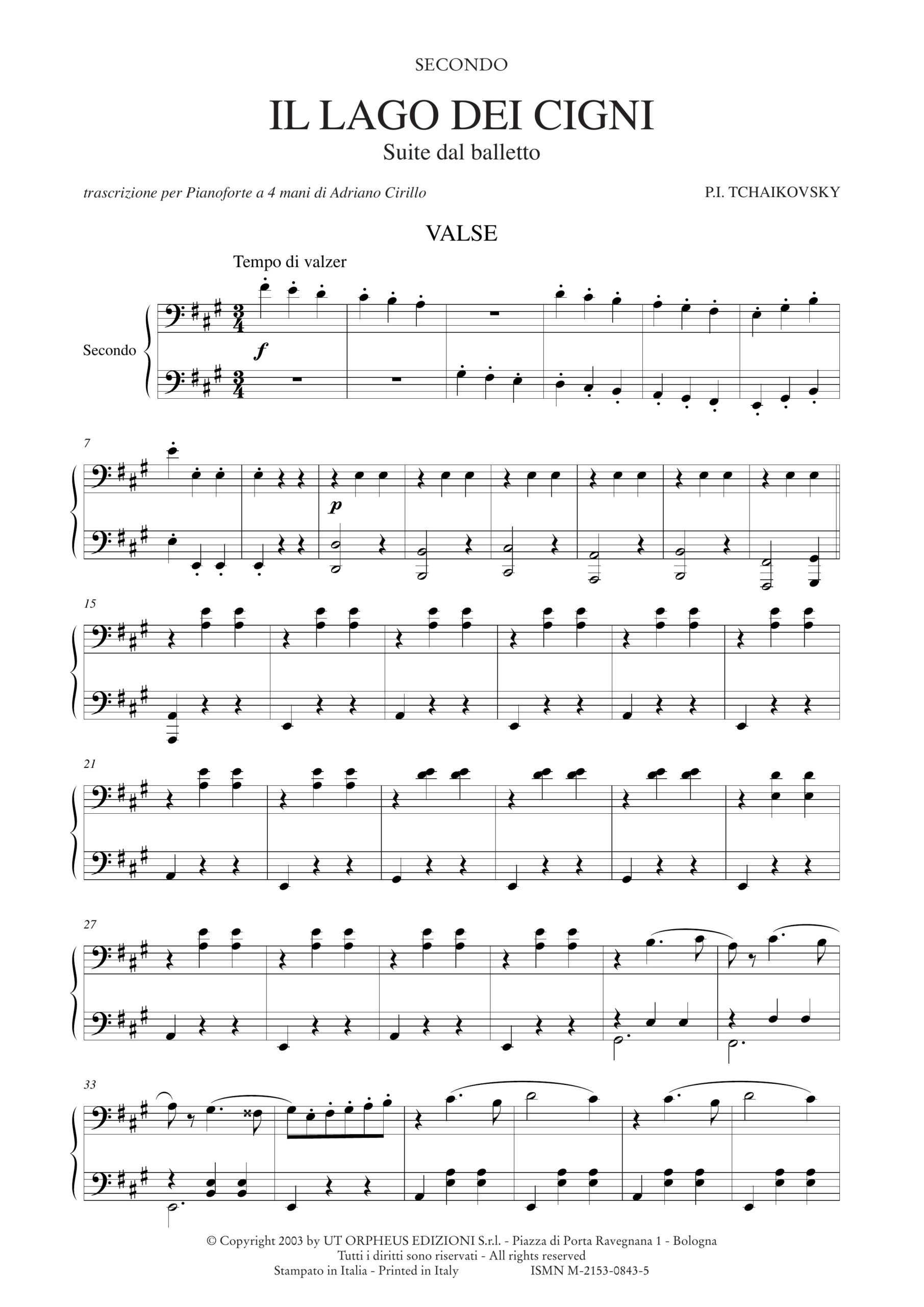 Tchaikovsky, Pyotr Il’yich: Il lago dei cigni. Suite dal balletto per Pianoforte a 4 mani - Image 2