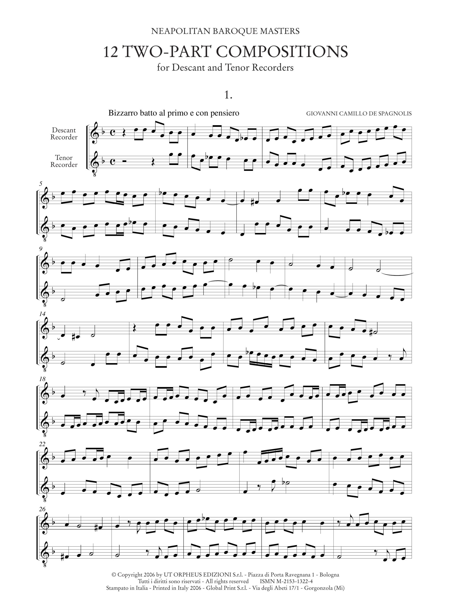 Maestri del Barocco Napoletano: 12 Composizioni a 2 voci per Flauto Dolce Soprano e Tenore - Image 2