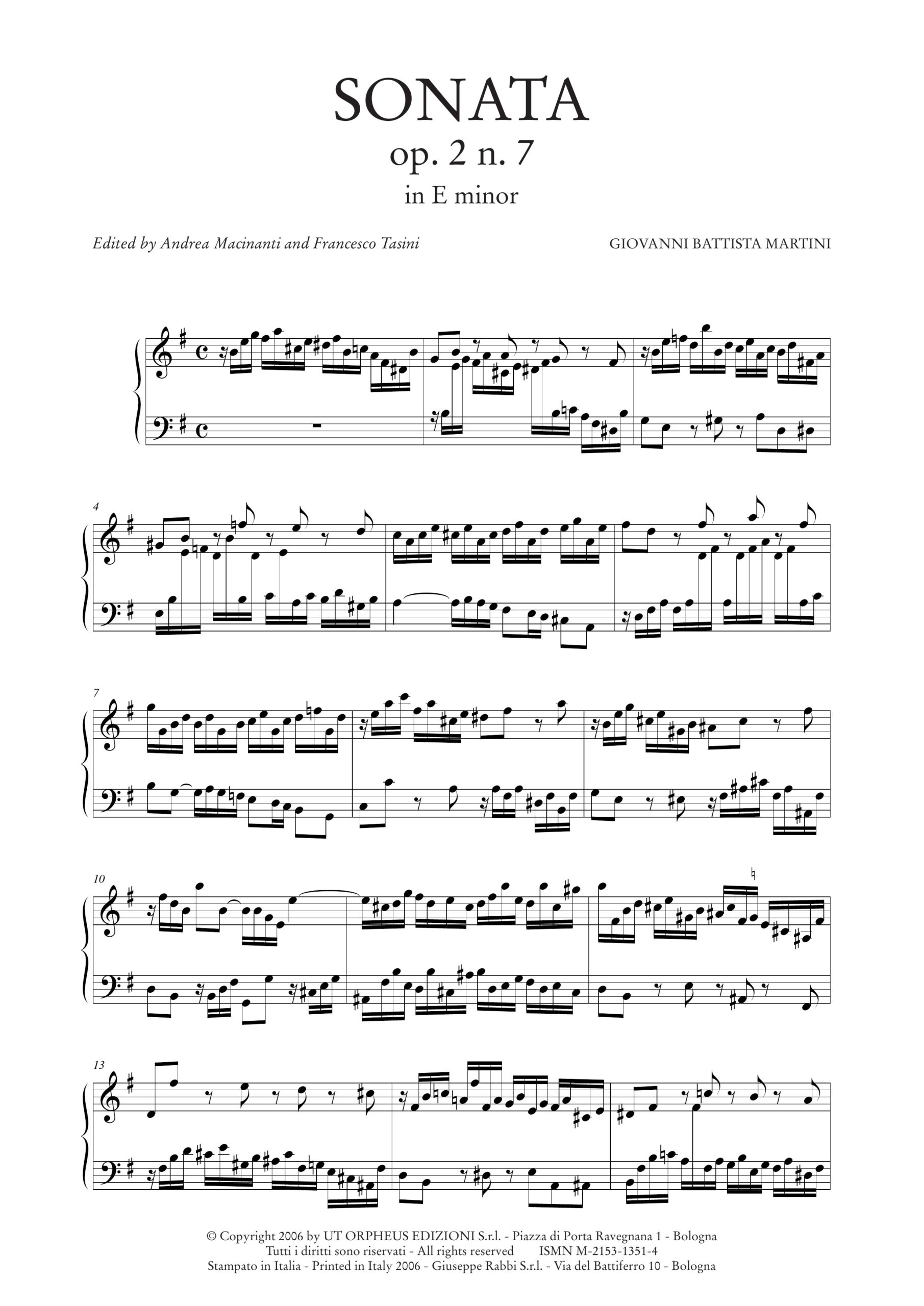 Martini, Giovanni Battista: Sonata Op. 2 N. 7 in Mi minore per Organo o Clavicembalo - Image 2