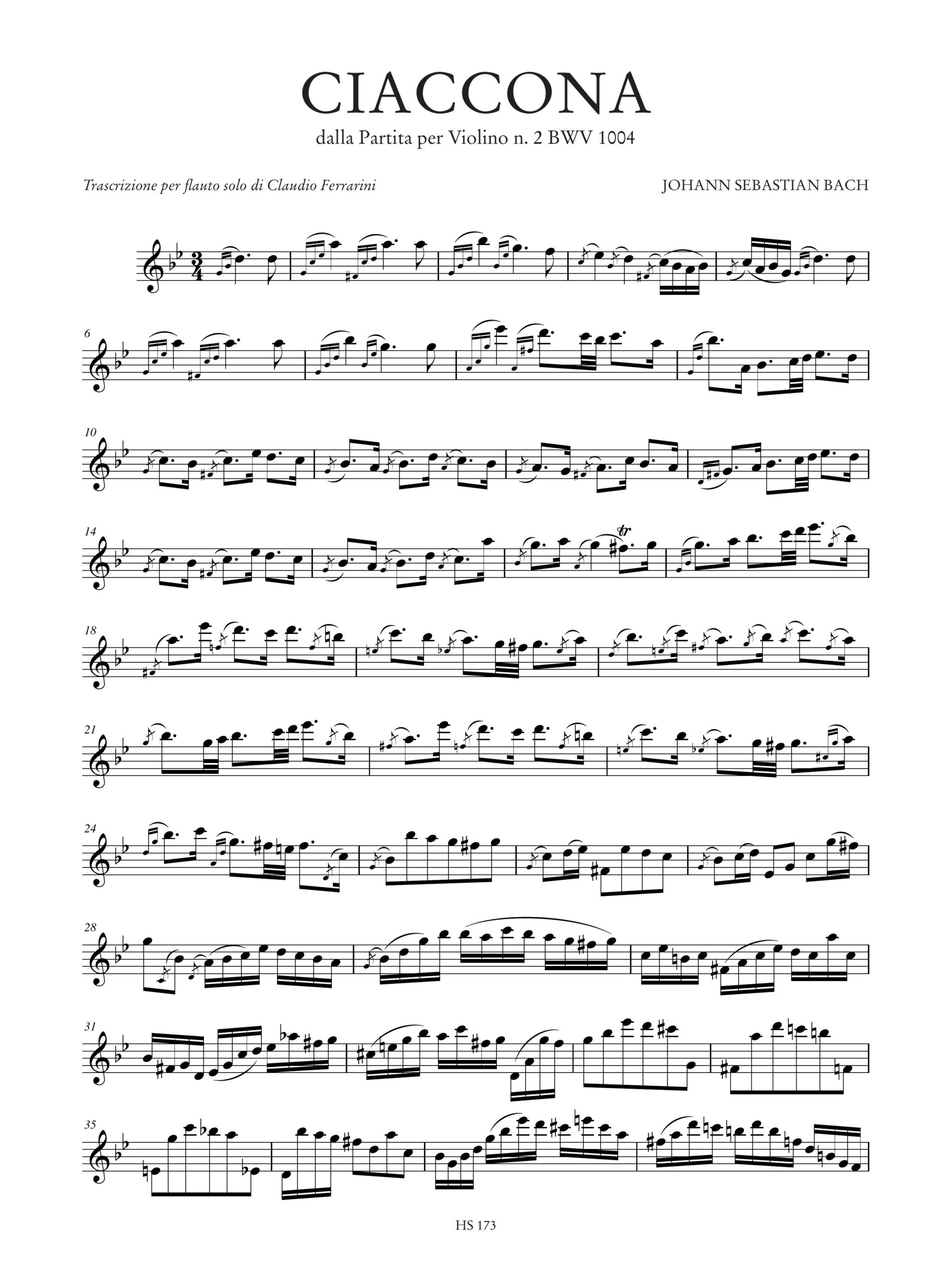 Bach, Johann Sebastian: Ciaccona per Flauto solo dalla Partita per Violino N. 2 BWV 1004 - Image 2