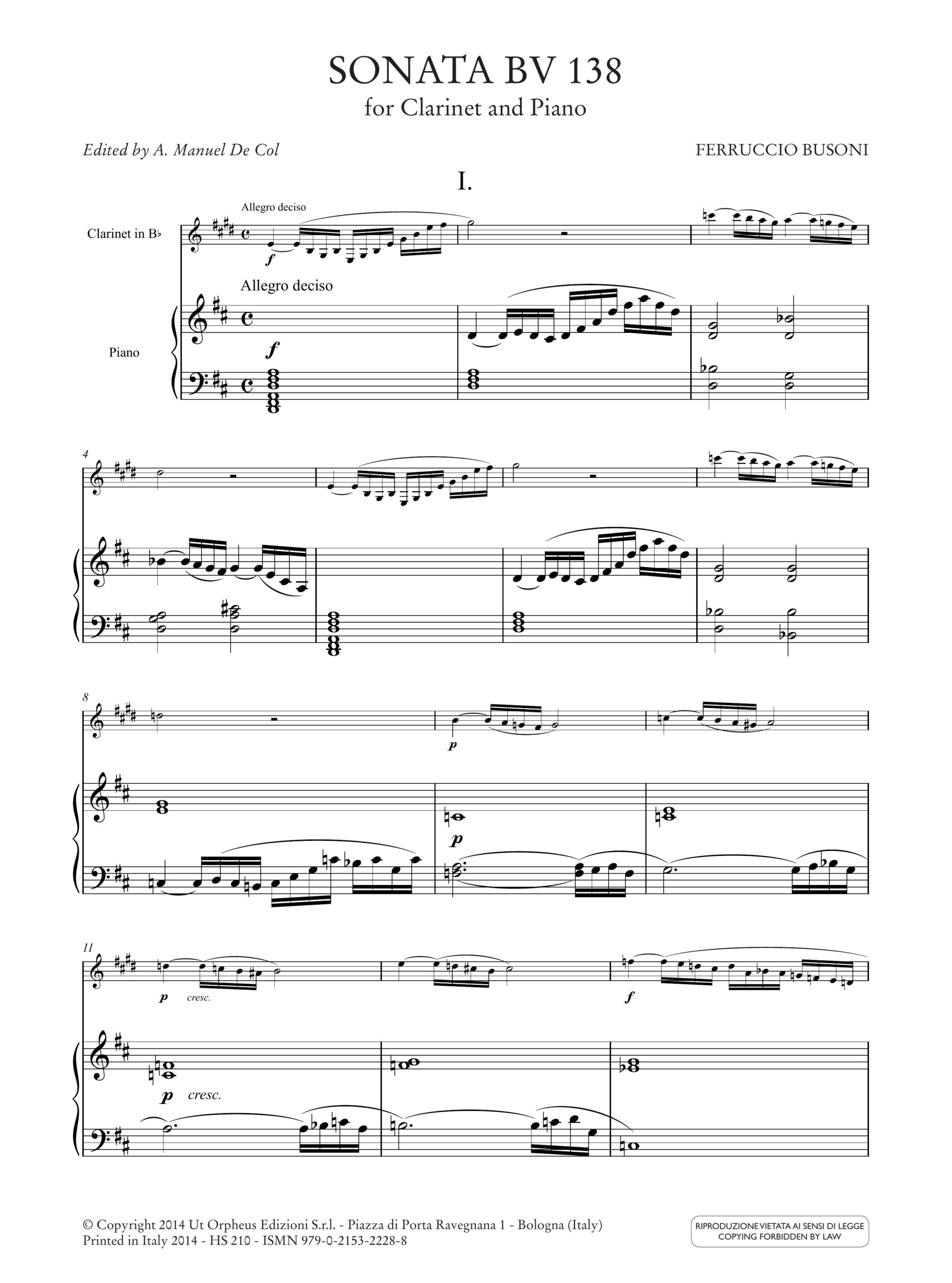 Busoni, Ferruccio: Sonata BV 138 per Clarinetto e Pianoforte - Image 2