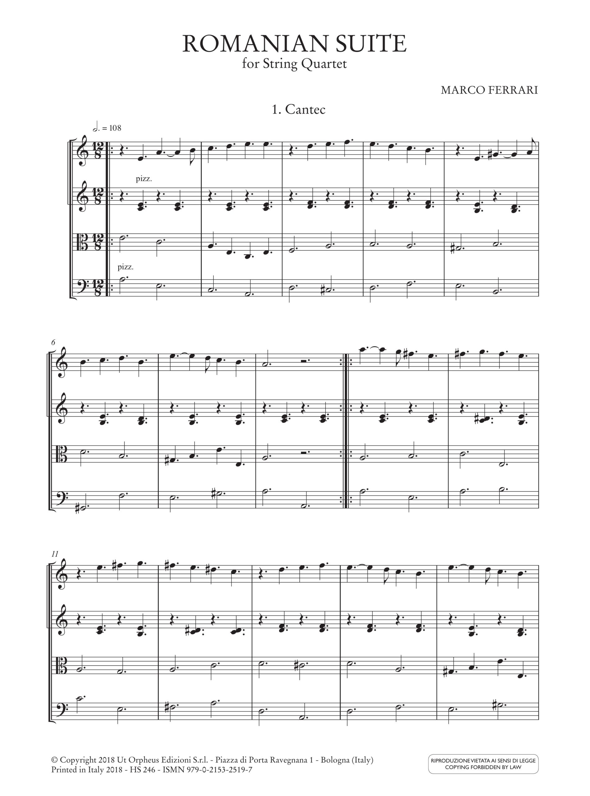 Ferrari, Marco: Romanian Suite per Quartetto d’Archi - Image 2