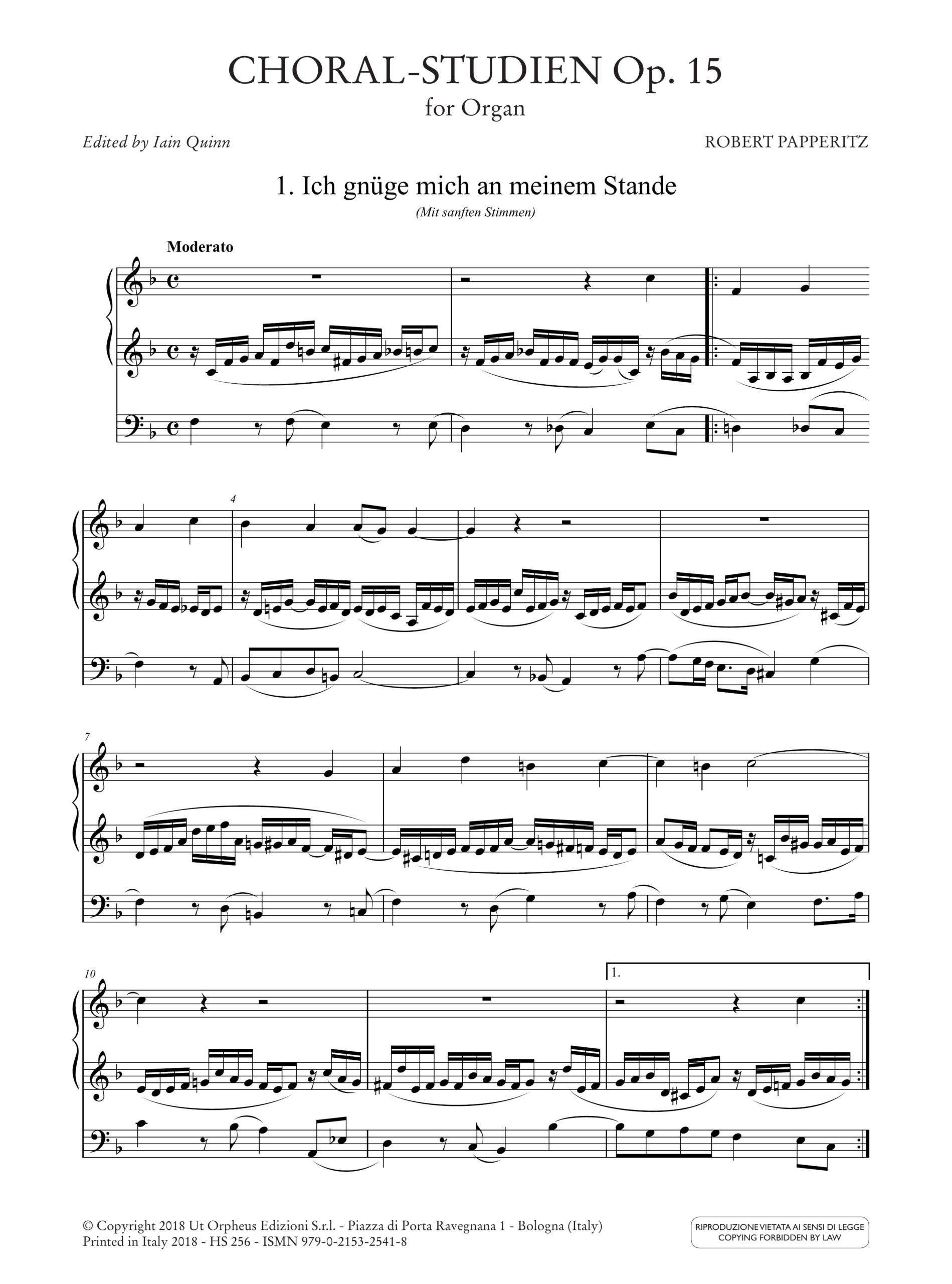 Papperitz, Robert: Choral-Studien Op. 15 per Organo - Image 2