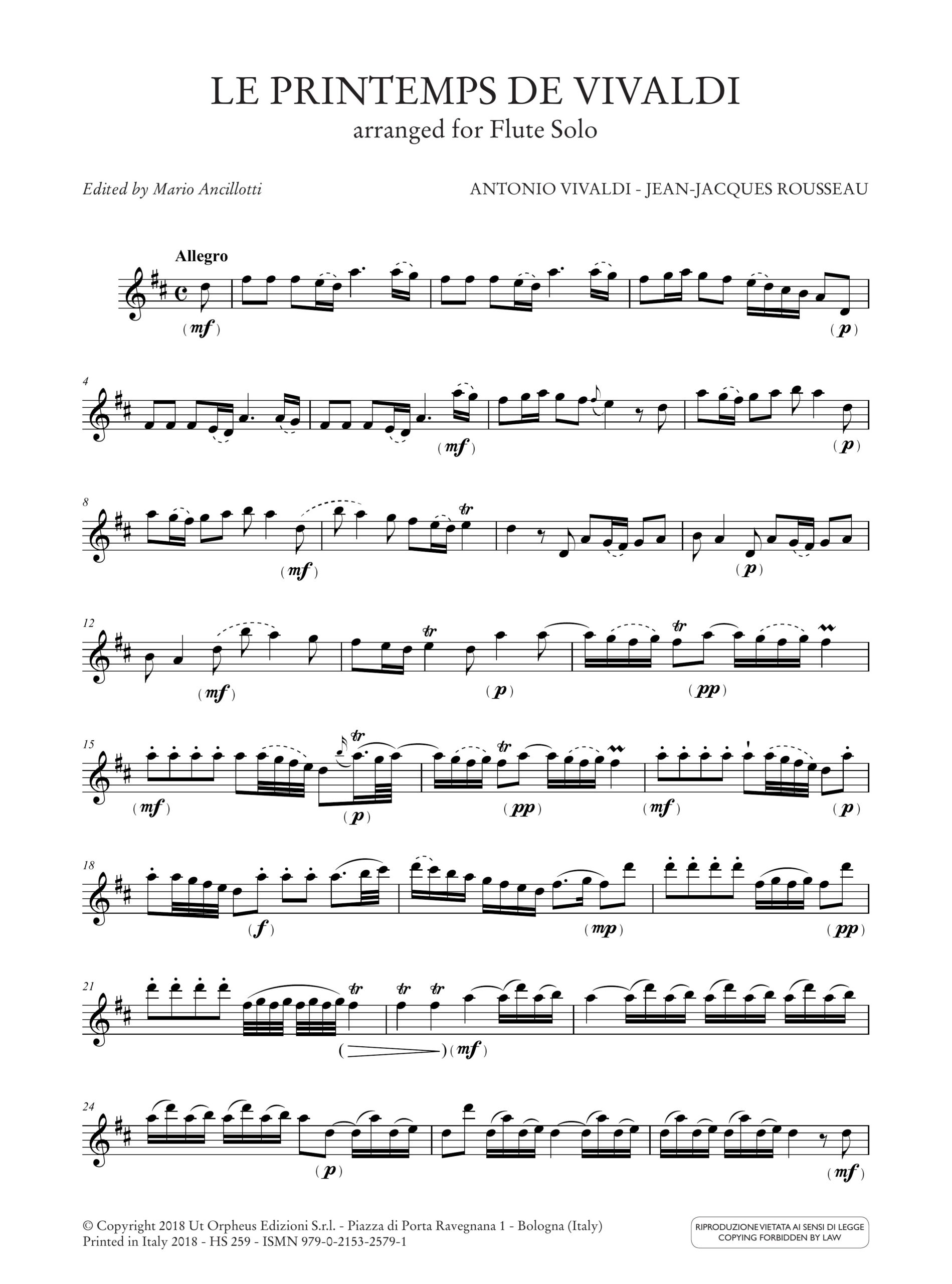 Vivaldi, Antonio - Rousseau, Jean-Jacques: Le Printemps de Vivaldi per Flauto solo - Image 2