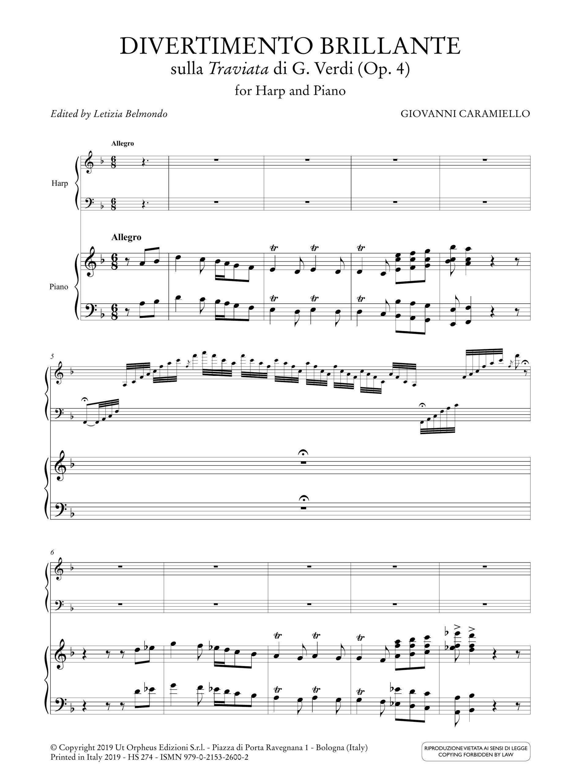 Caramiello, Giovanni: 2 Fantasie su temi di Verdi per Arpa e Pianoforte - Image 2