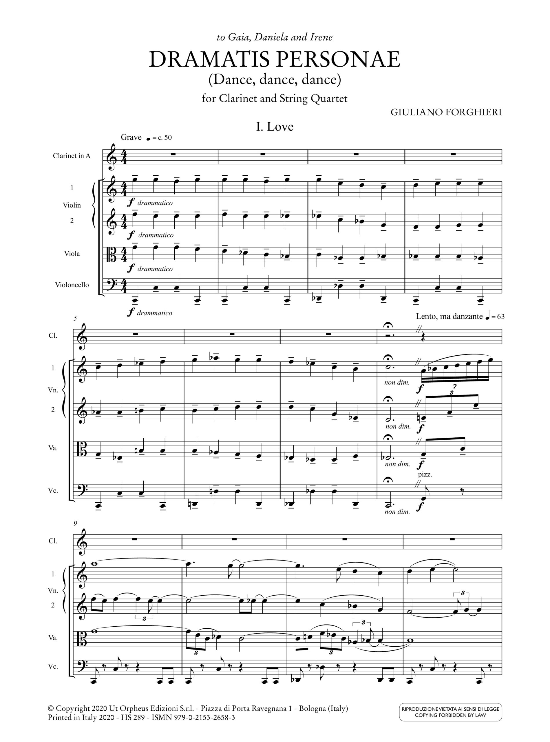 Forghieri, Giuliano: Dramatis Personae (Dance, dance, dance) per Clarinetto e Quartetto d’Archi (2018) - Image 2