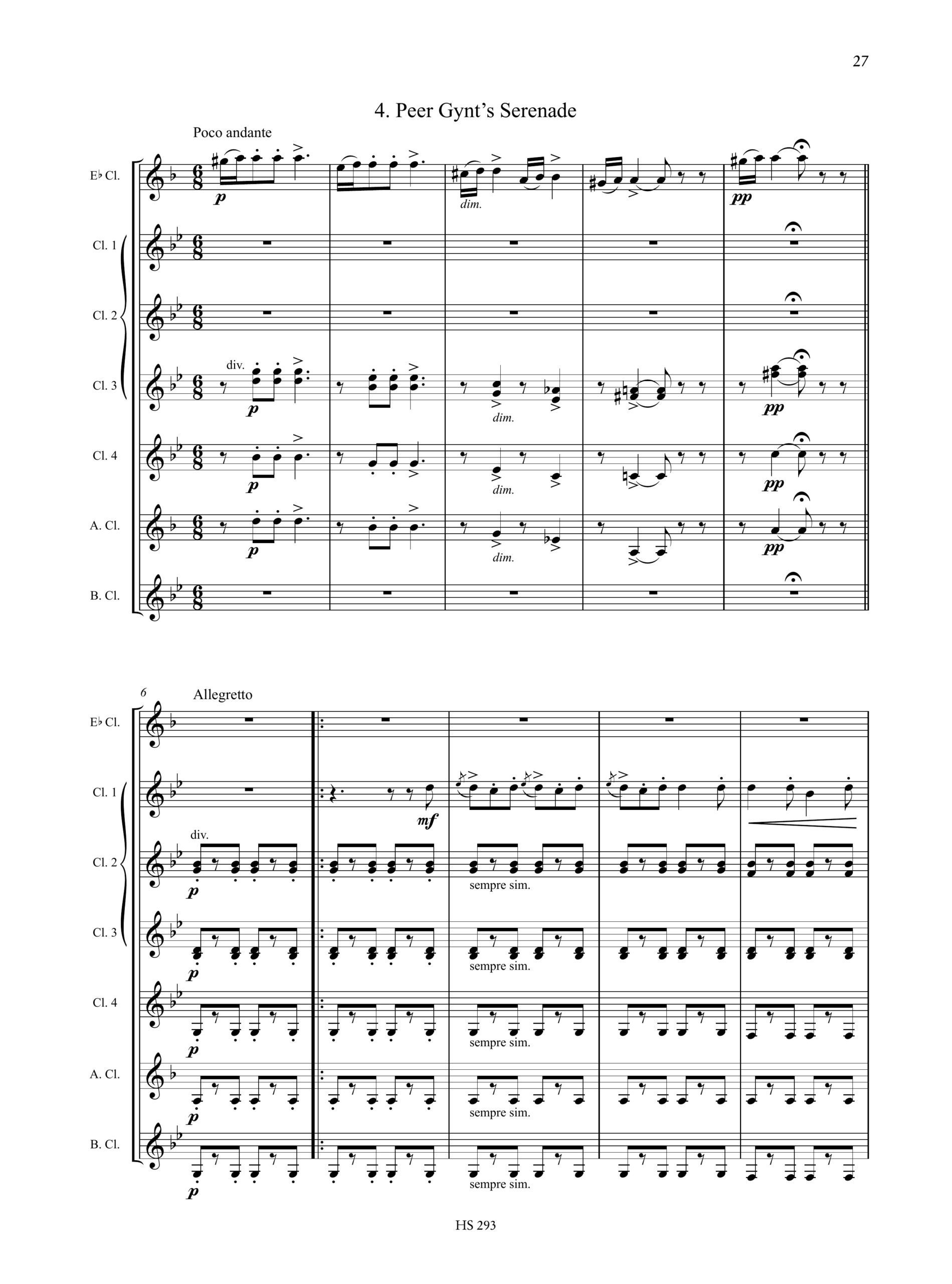 Grieg, Edvard: Peer Gynt Suite op. 23 per 9 Clarinetti o Orchestra di Clarinetti - Image 5