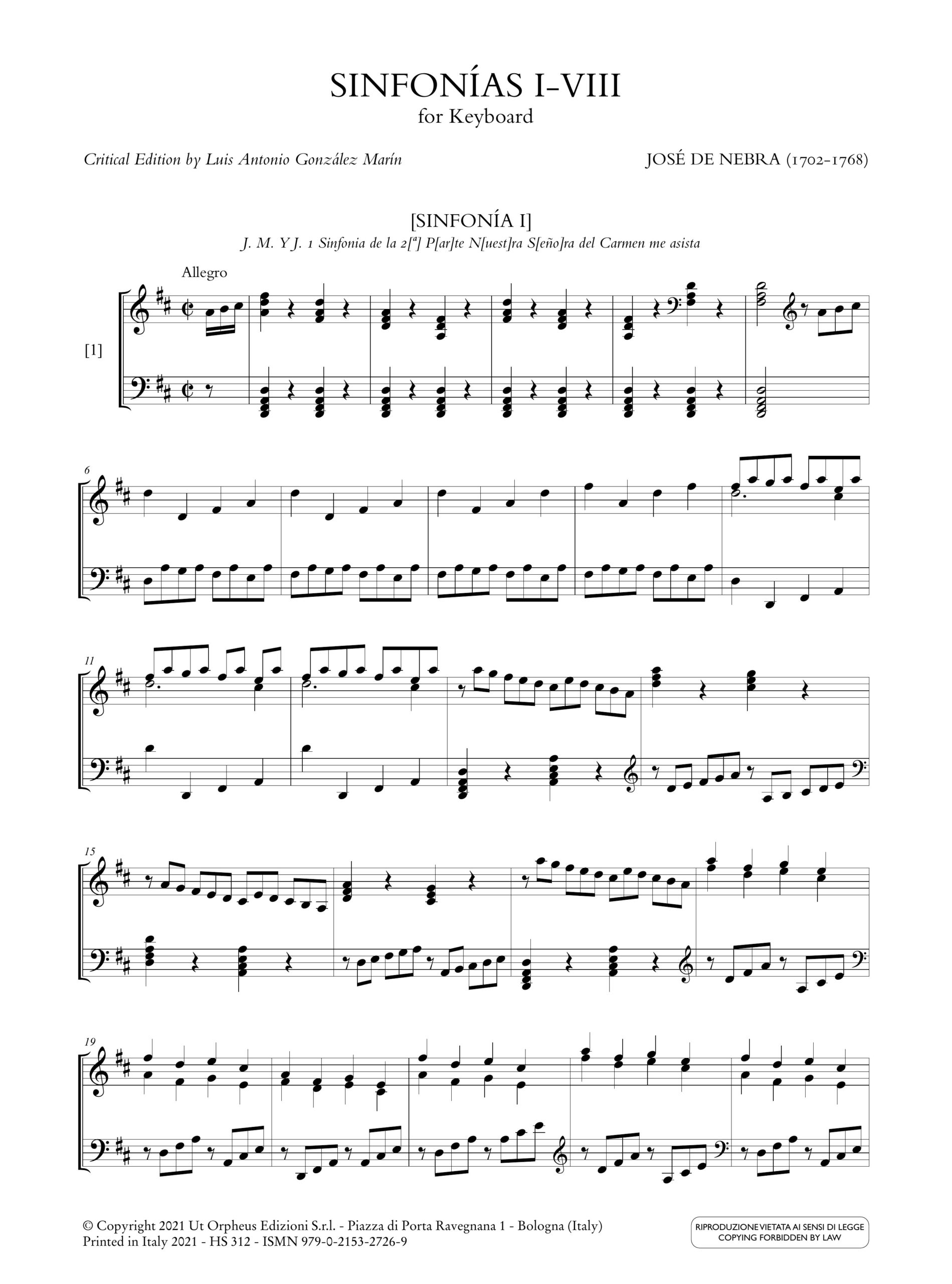 Nebra, José de: The Autograph Keyboard Manuscript - El manuscrito autógrafo de tecla. Sinfonías I-VIII - Image 2