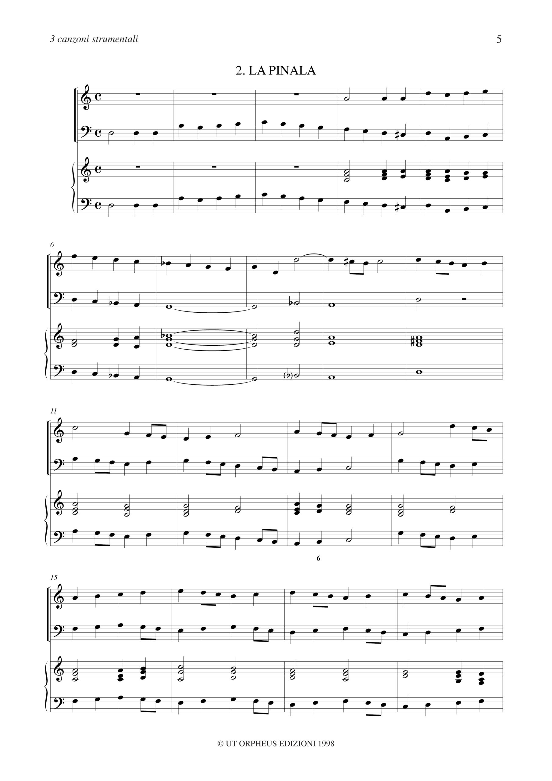 Mussi, Giulio: La Mantica, La Pinala, La Spelada. 3 Canzoni Strumentali (Venezia 1620) per Flauto Dolce Soprano (Violino), Viola da Gamba (Violoncello) e Basso Continuo - Image 3