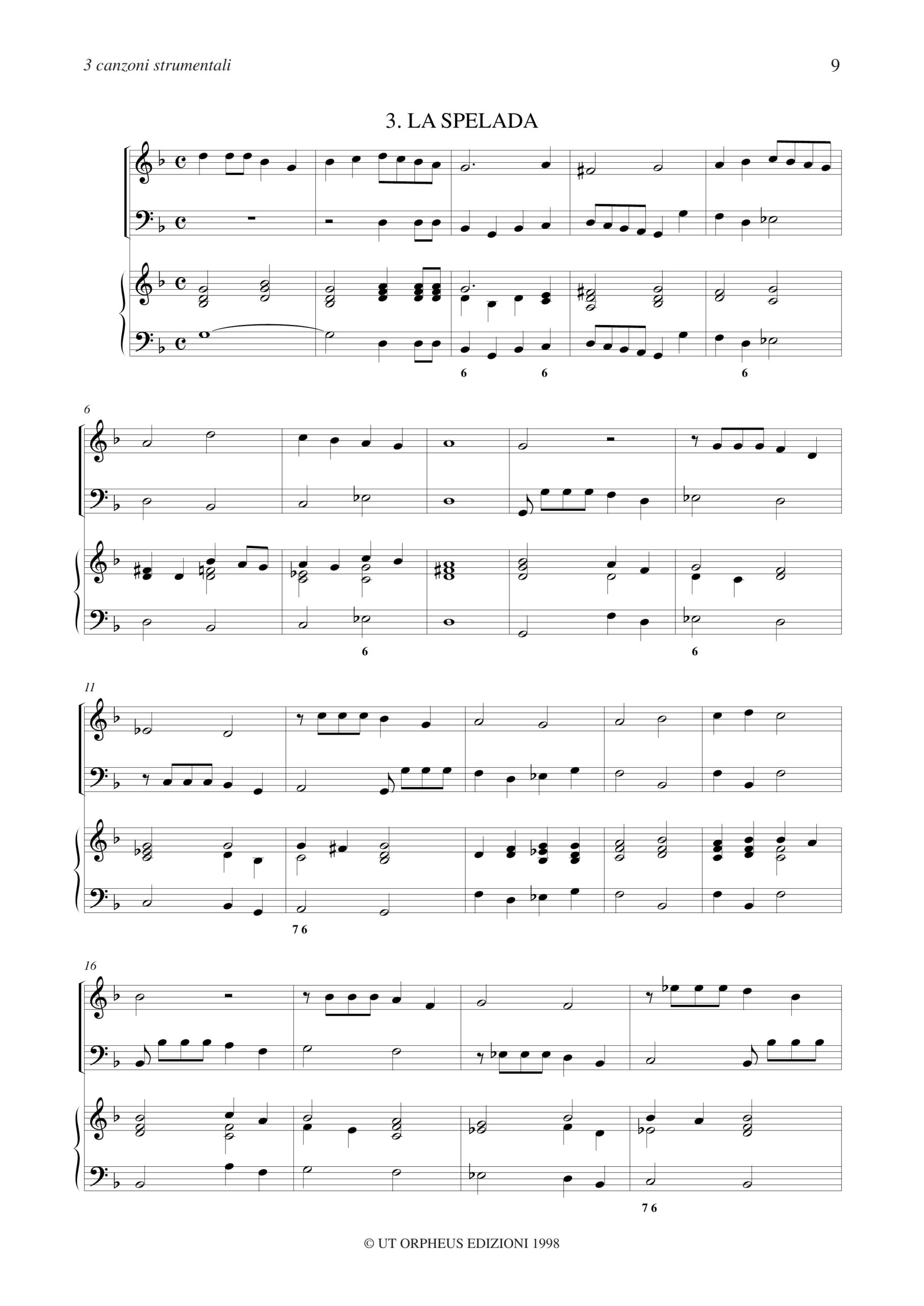 Mussi, Giulio: La Mantica, La Pinala, La Spelada. 3 Canzoni Strumentali (Venezia 1620) per Flauto Dolce Soprano (Violino), Viola da Gamba (Violoncello) e Basso Continuo - Image 4