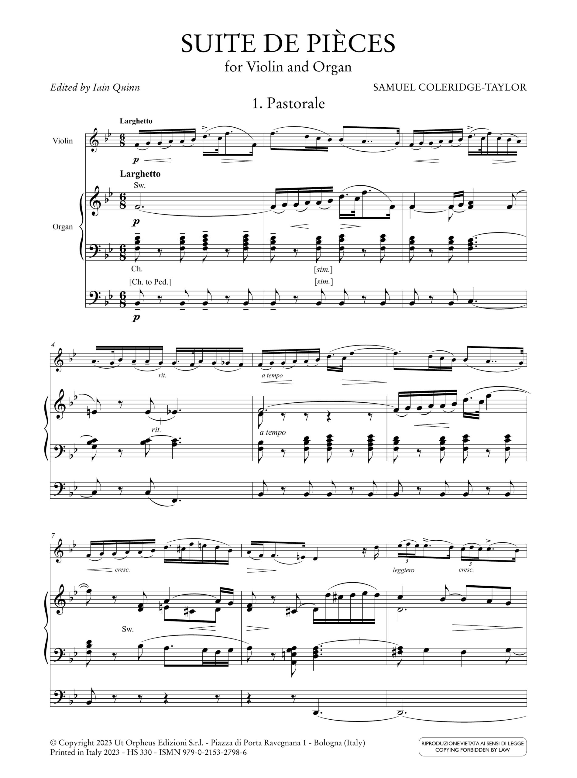 Coleridge-Taylor, Samuel: Suite de Pièces per Violino e Organo - Image 2