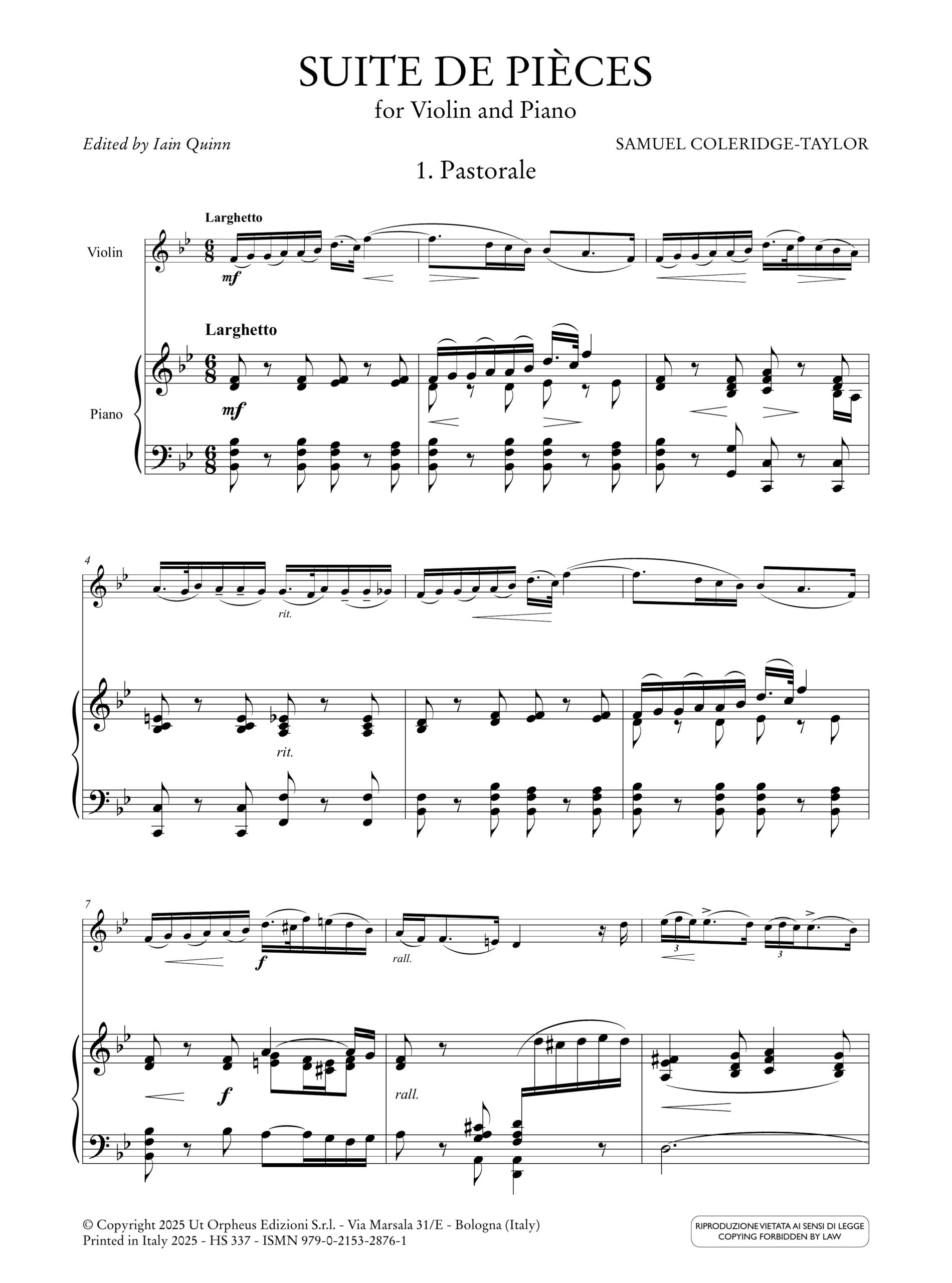 Coleridge-Taylor, Samuel: Suite de Pièces per Violino e Pianoforte - Image 2