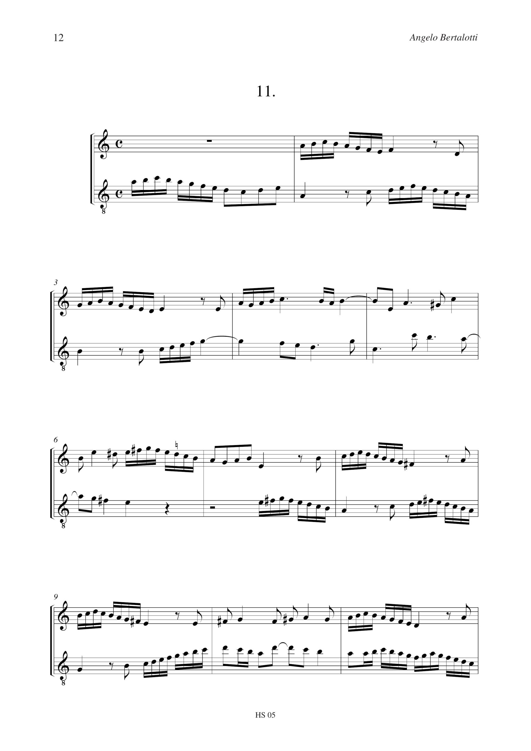 Bertalotti, Angelo: 12 Sonatine a due (Bologna 1744) per Flauto Dolce Soprano e Contralto - Image 2