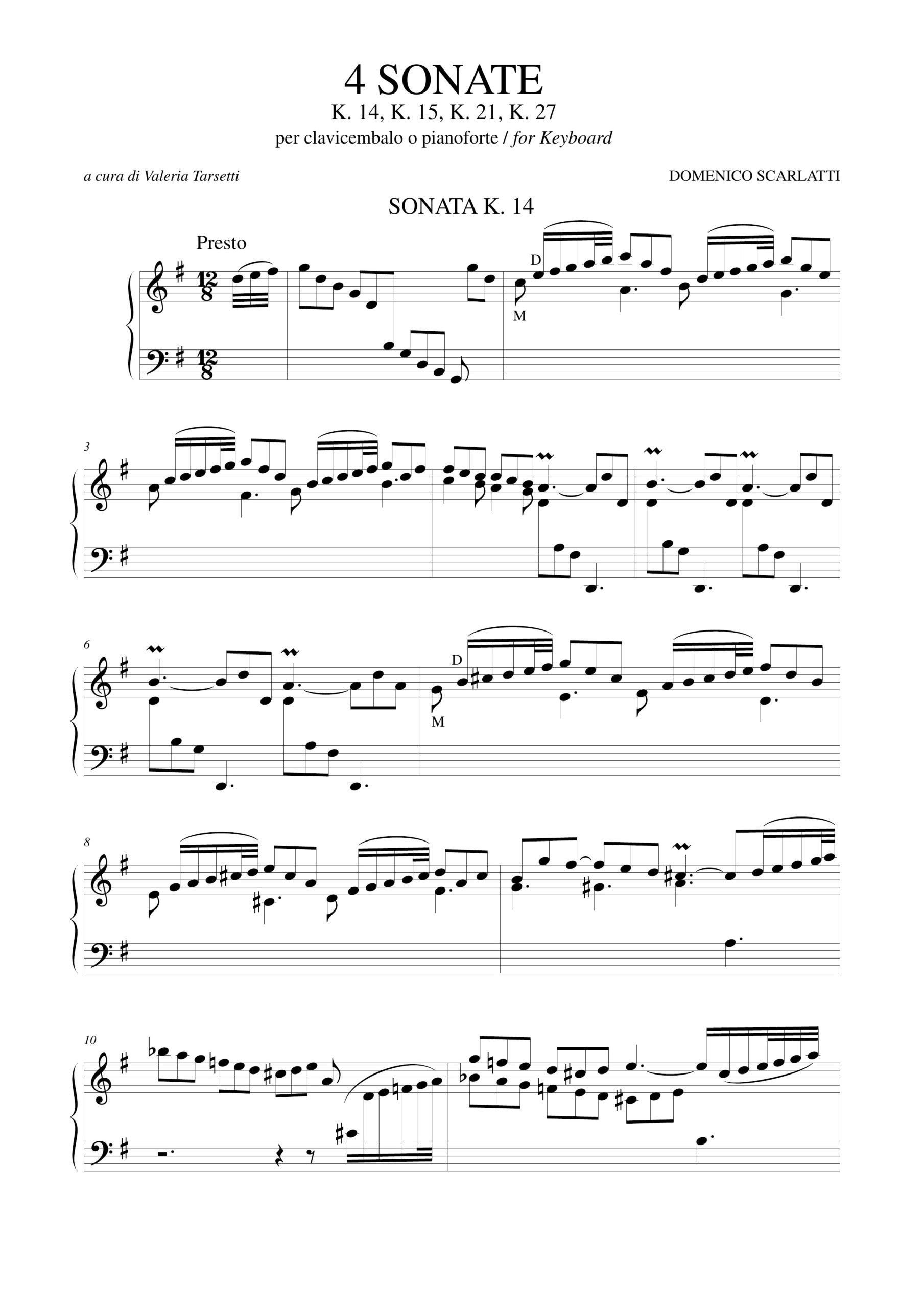 Scarlatti, Domenico: 4 Sonate (K. 14, 15, 21, 27) per Clavicembalo (Pianoforte) - Image 2