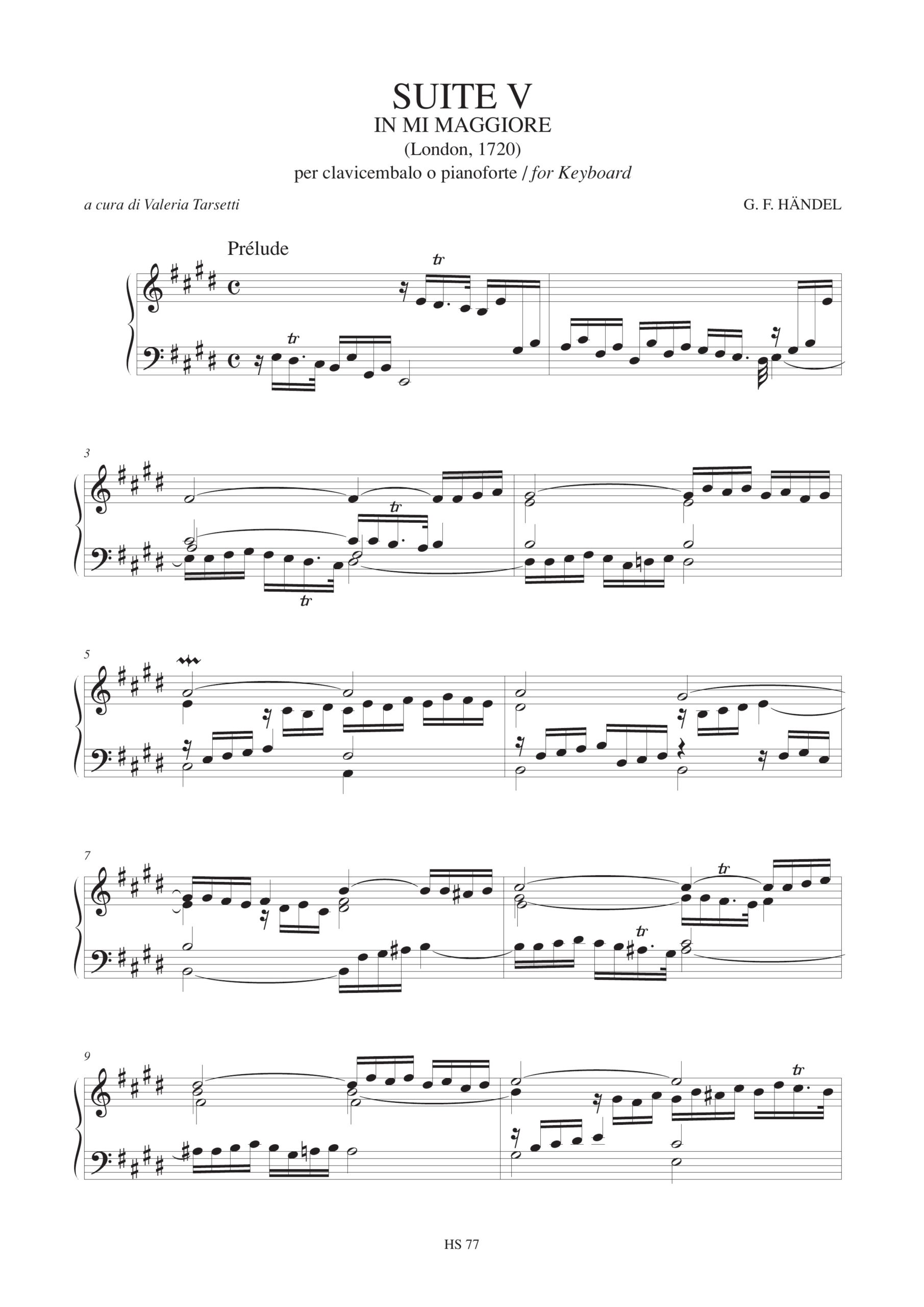 Händel, Georg Friedrich: Suite V in Mi maggiore “Il Fabbro Armonioso” (London 1720) per Clavicembalo (Pianoforte) - Image 2