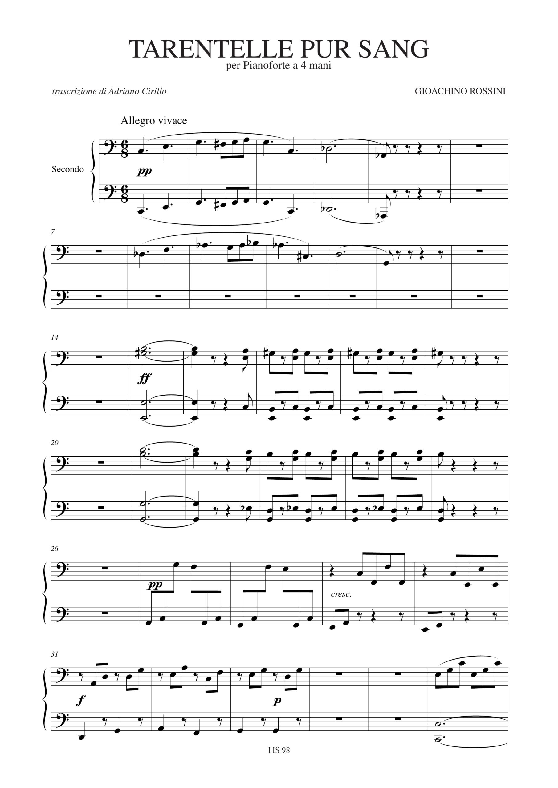 Rossini, Gioachino: Tarentelle pur sang (da “Péchés de vieillesse – Album de château”) per Pianoforte a 4 mani - Image 2