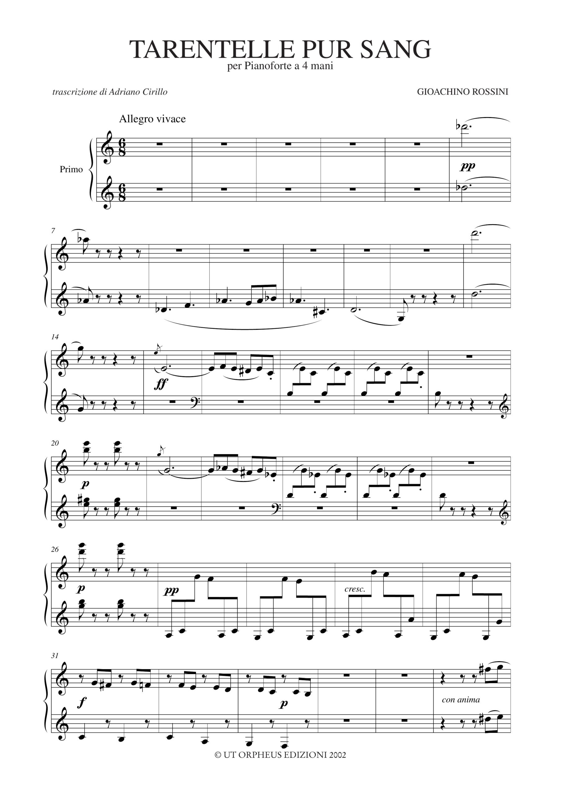 Rossini, Gioachino: Tarentelle pur sang (da “Péchés de vieillesse – Album de château”) per Pianoforte a 4 mani - Image 3