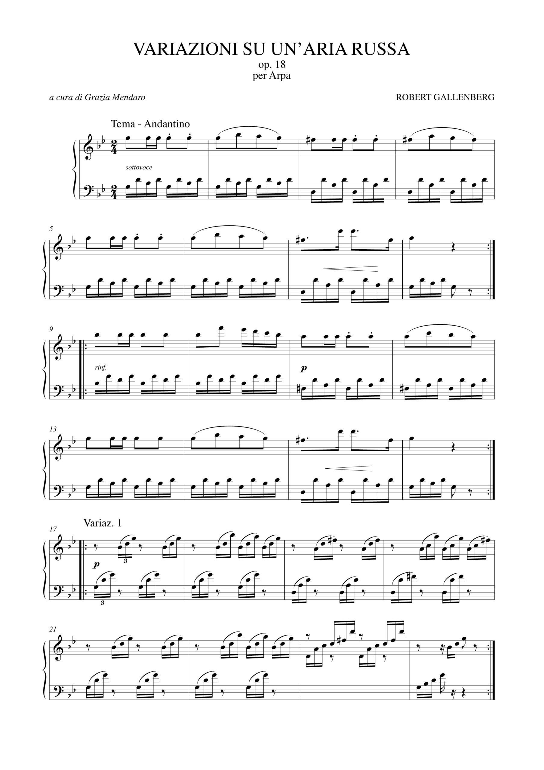 Gallenberg, Robert: Variazioni su un’Aria russa Op. 18 per Arpa - Image 2