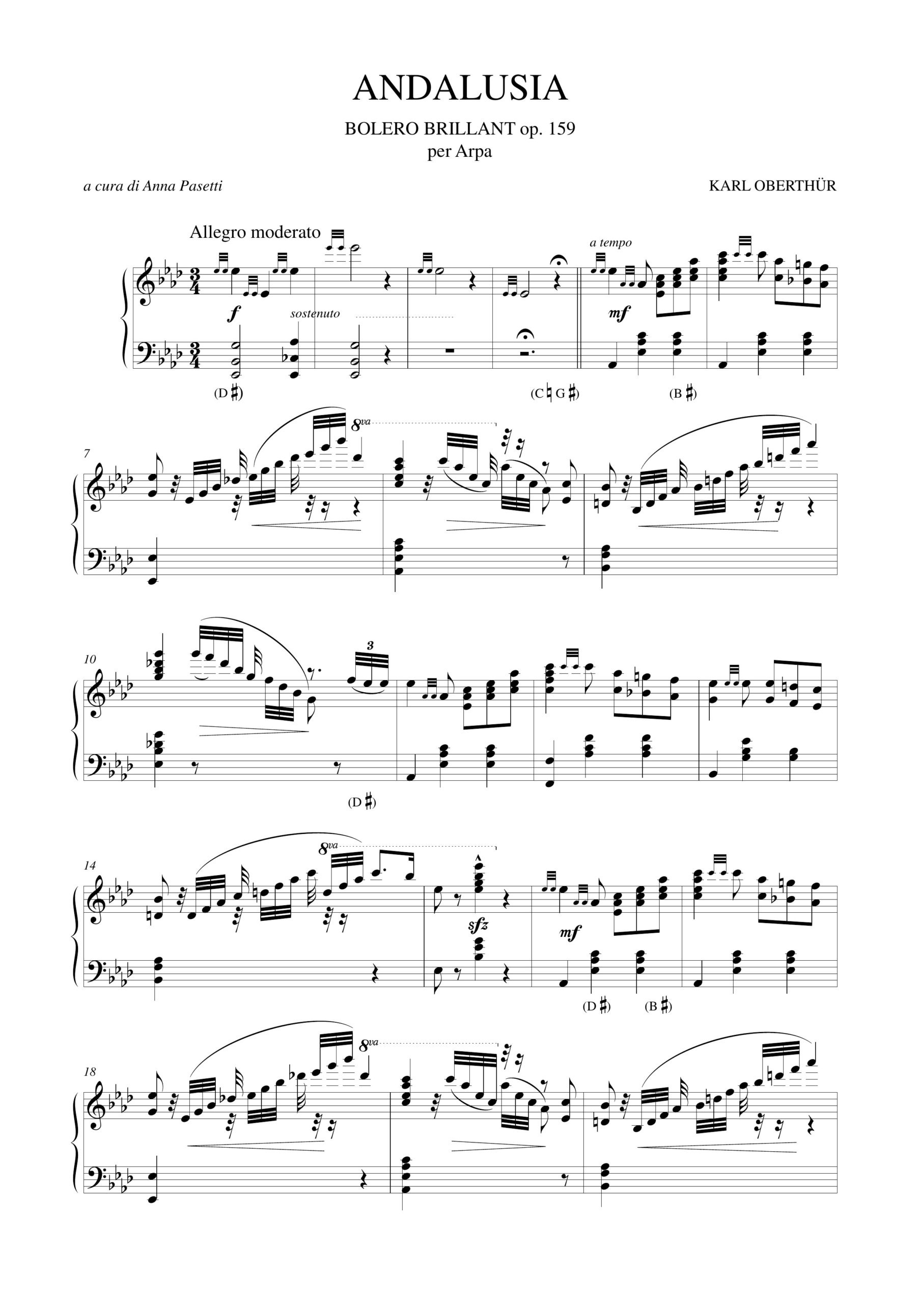 Oberthür, Karl: Andalusia. Bolero Brillant Op. 159 per Arpa - Image 2