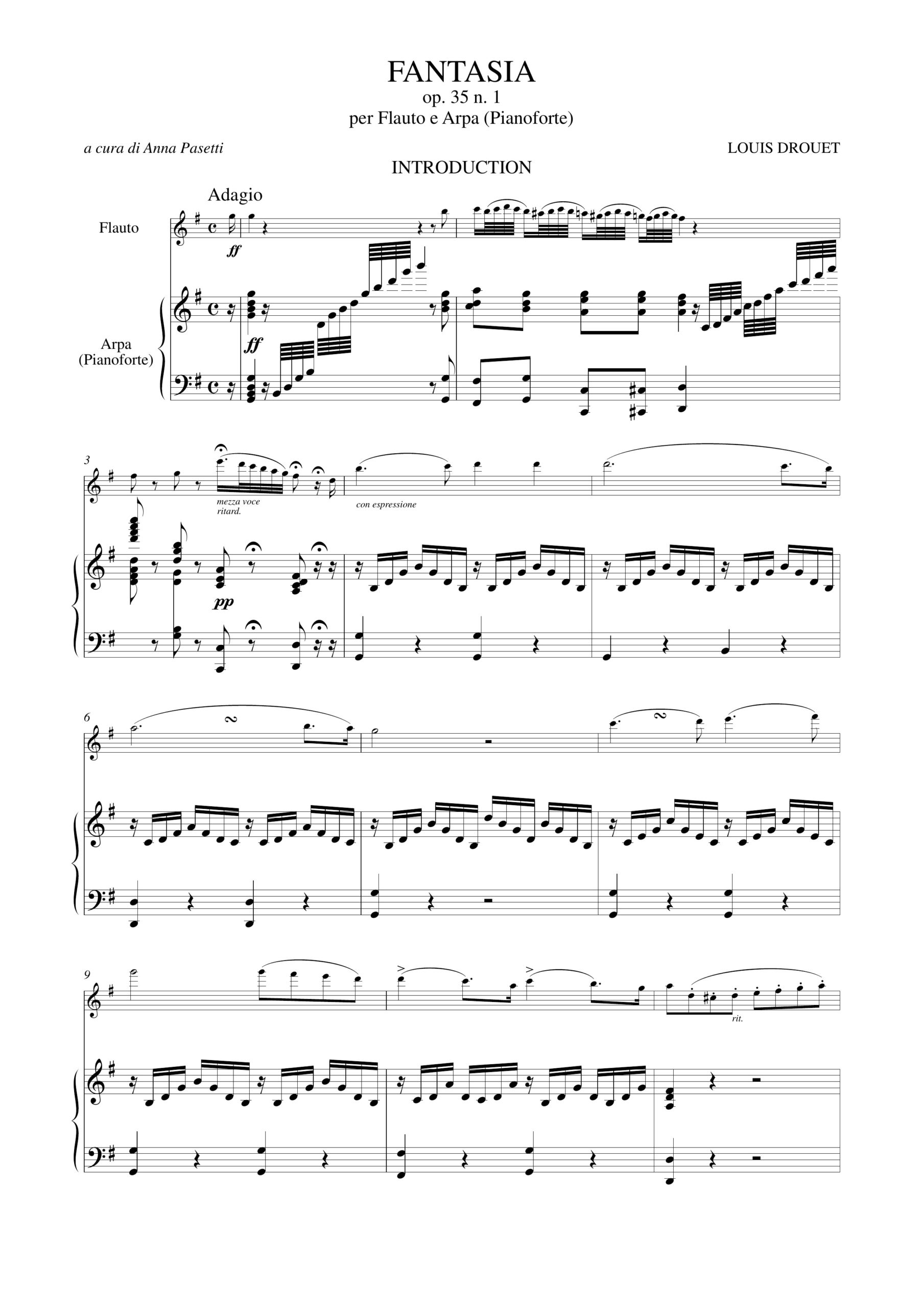 Drouet, Louis: Fantasia Op. 35 N. 1 per Flauto e Arpa (Pianoforte) - Image 2