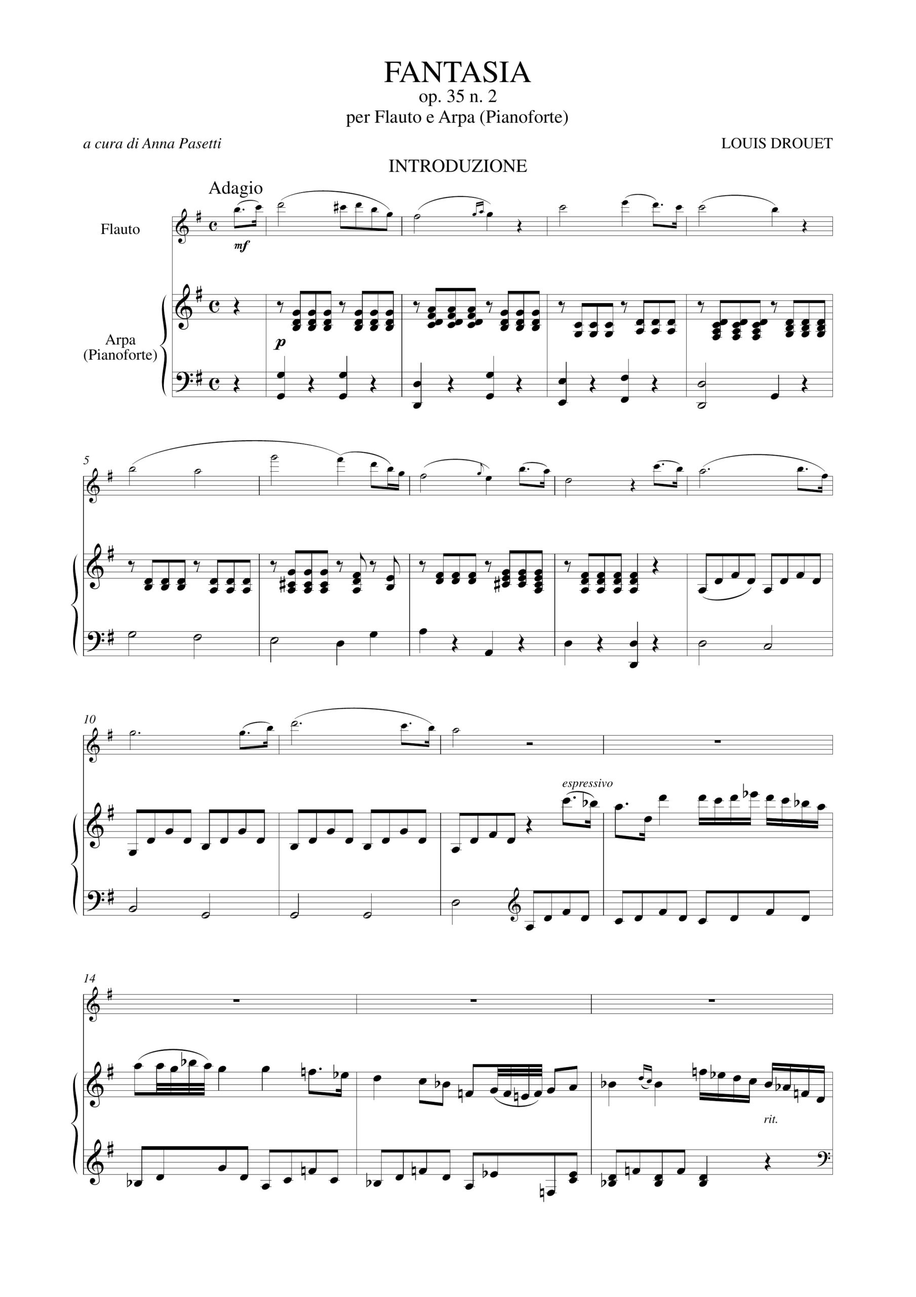 Drouet, Louis: Fantasia Op. 35 N. 2 per Flauto e Arpa (Pianoforte) - Image 2