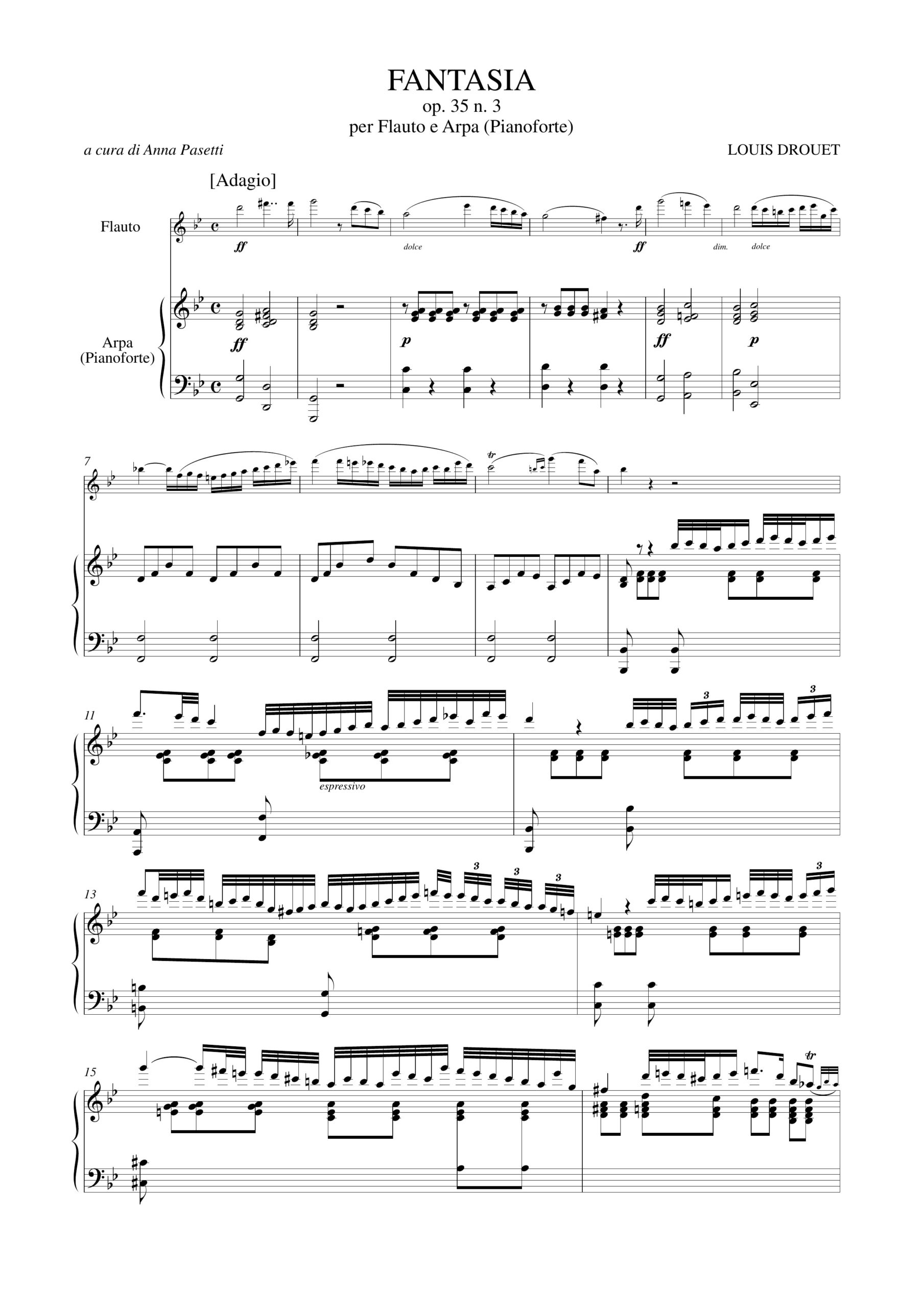 Drouet, Louis: Fantasia Op. 35 N. 3 per Flauto e Arpa (Pianoforte) - Image 2