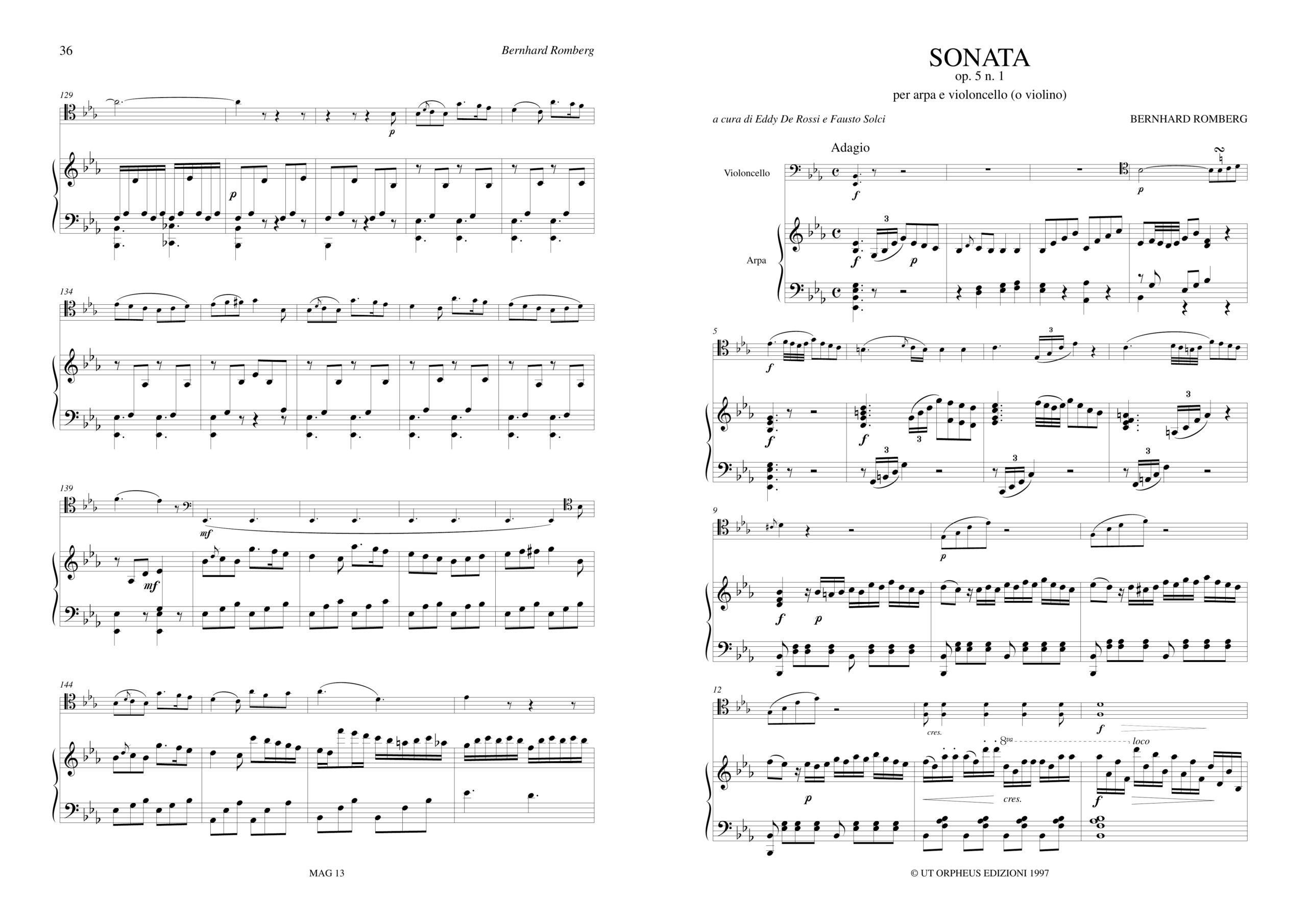 Romberg, Bernhard: Sonata Op. 5 N. 1 per Arpa e Violoncello (Violino) - Image 2