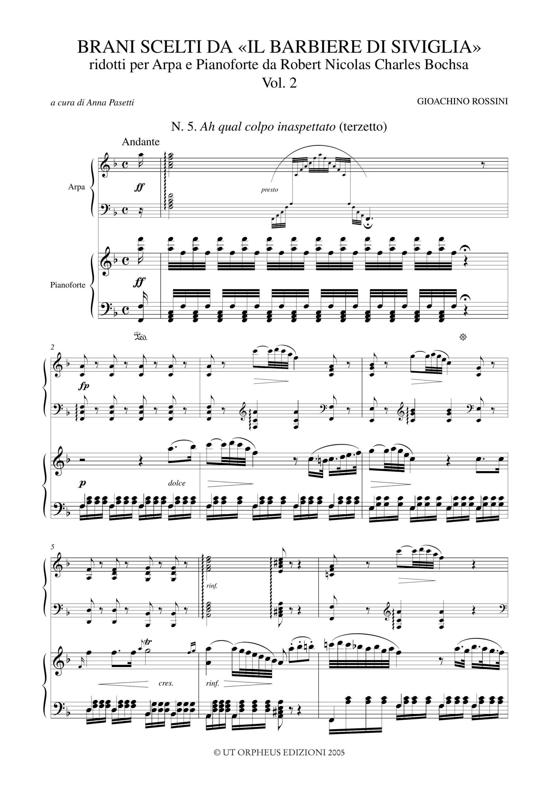 Rossini, Gioachino: Brani scelti da “Il Barbiere di Siviglia” ridotti per Arpa e Pianoforte da Robert Nicolas Charles Bochsa - Vol. 2 - Image 2