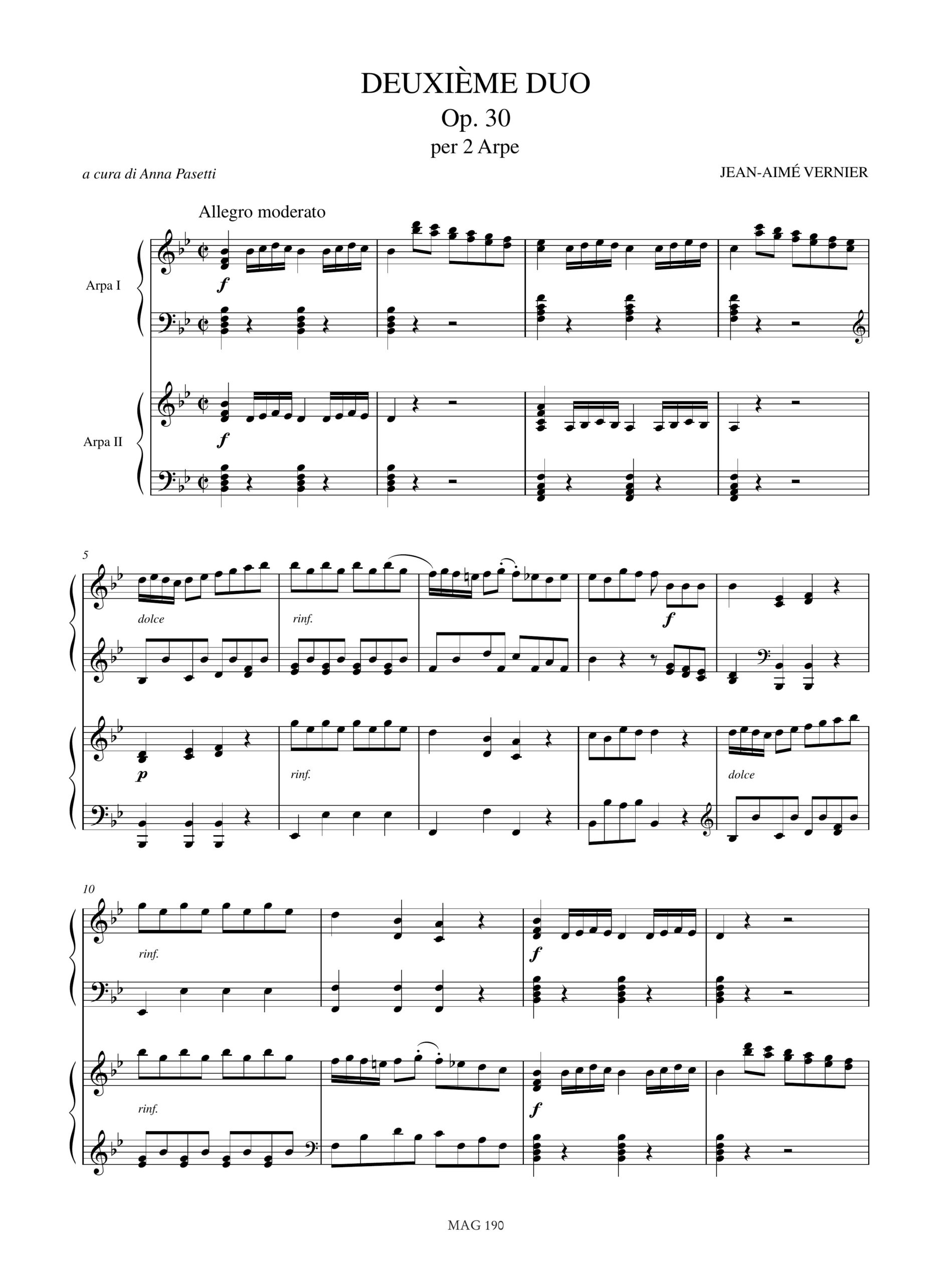 Vernier, Jean-Aimé: Deuxième Duo Op. 30 per 2 Arpe - Image 2