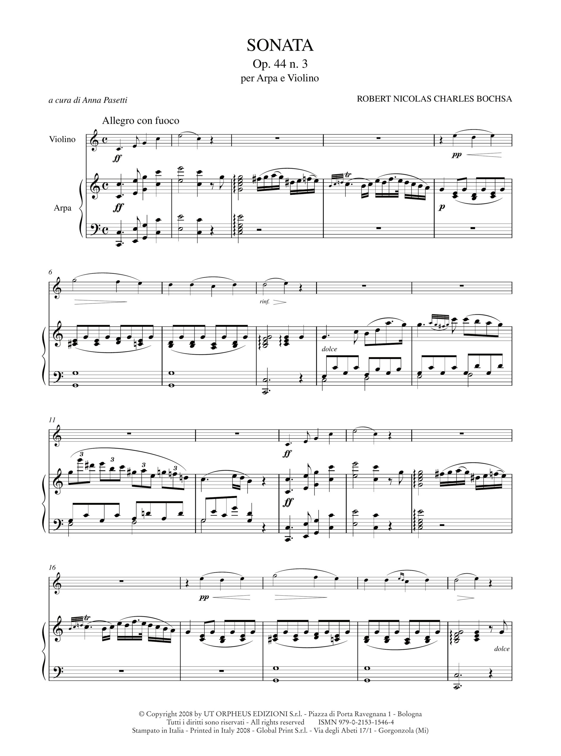 Bochsa, Robert Nicolas Charles: Sonata Op. 44 N. 3 per Arpa e Violino - Image 2