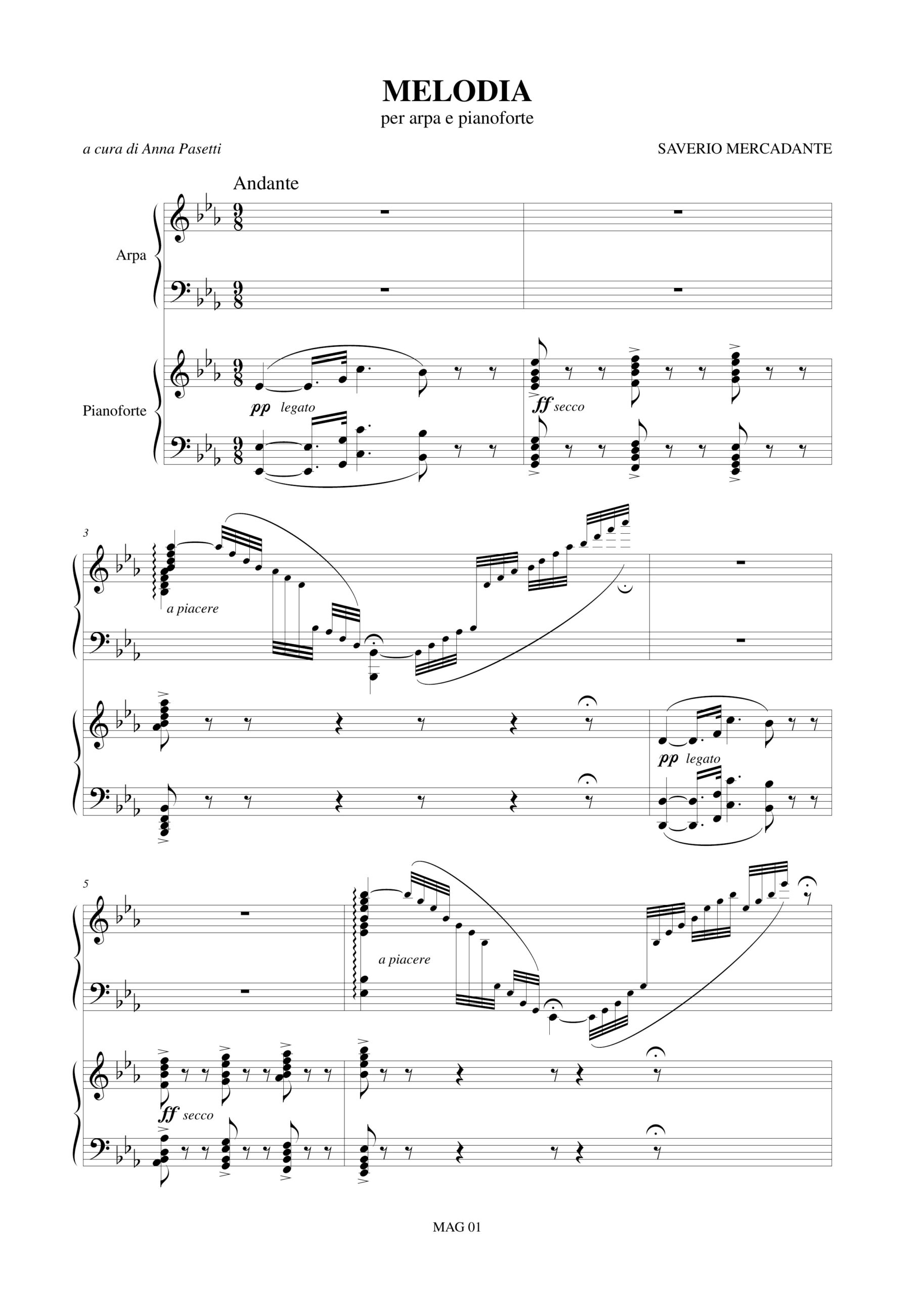 Mercadante, Saverio: Melodia per Arpa e Pianoforte - Image 2