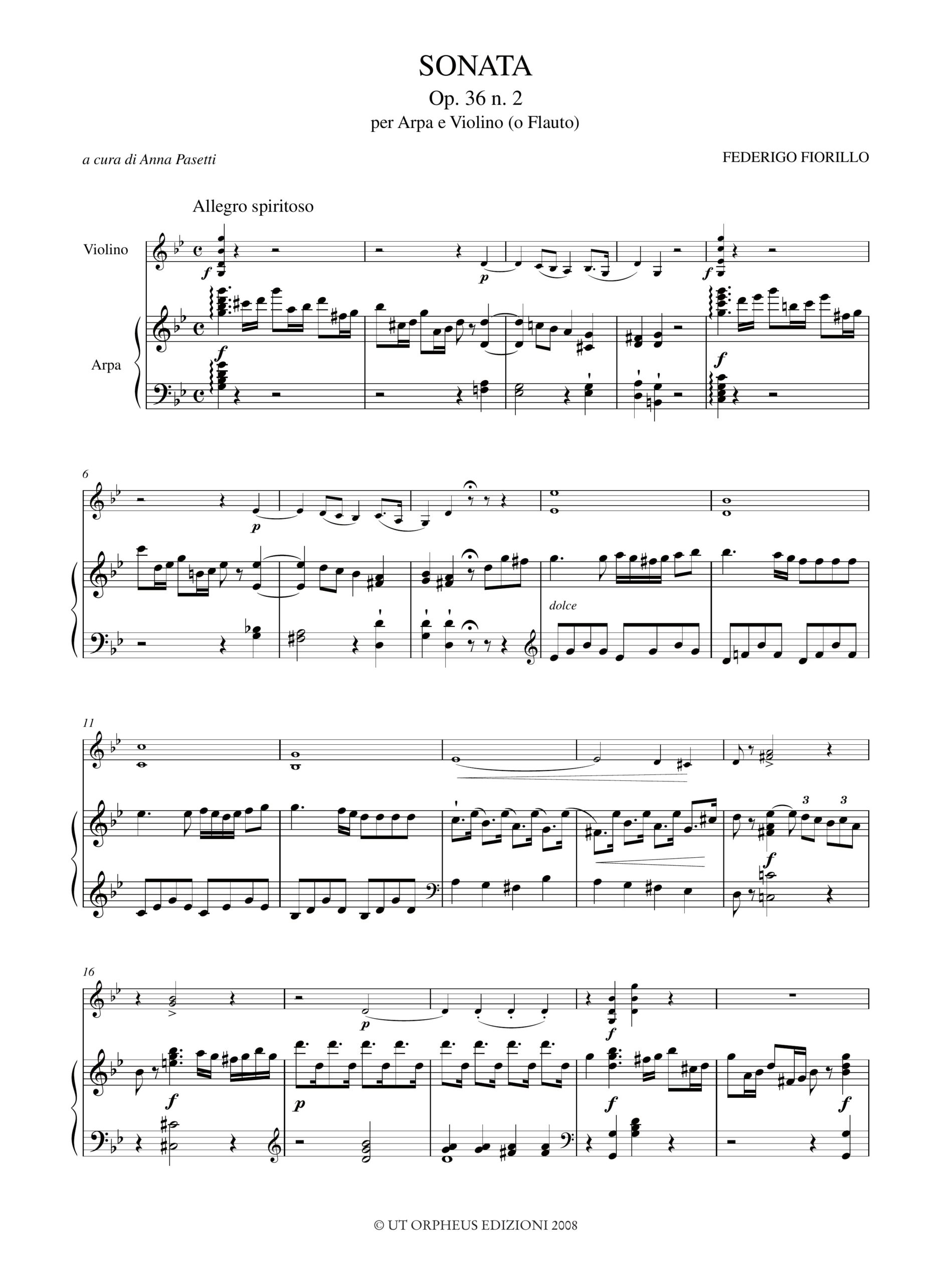 Fiorillo, Federigo: Sonata Op. 36 N. 2 per Arpa e Violino (Flauto) - Image 2