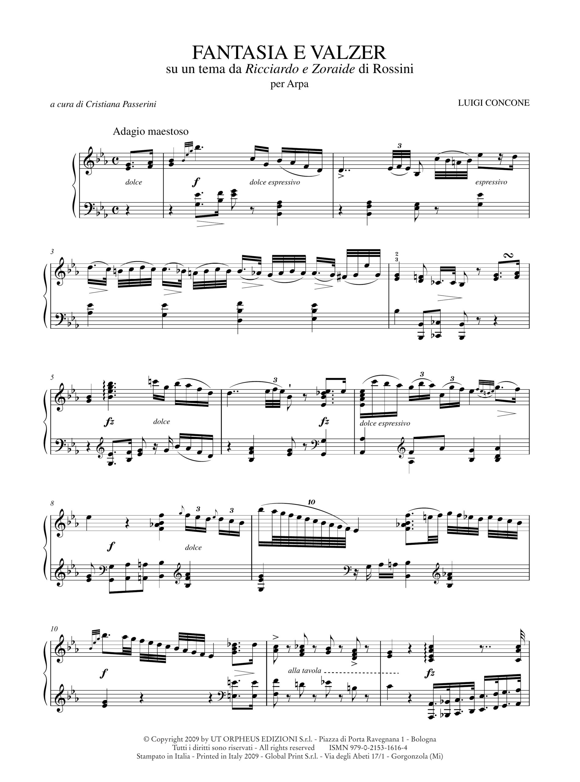 Concone, Luigi: Fantasia e Valzer su un tema da “Ricciardo e Zoraide” di Rossini per Arpa - Image 2