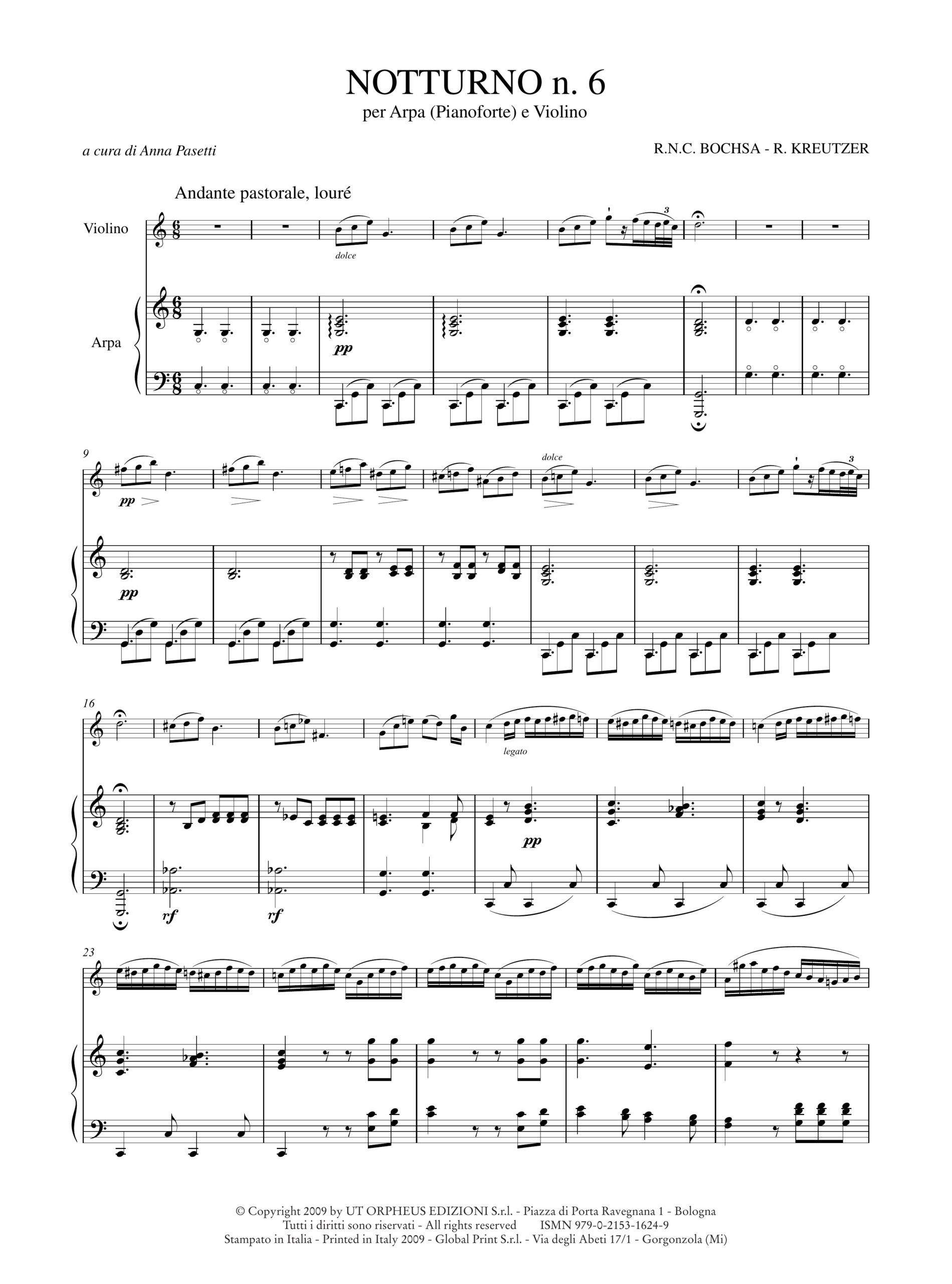 Bochsa, Robert Nicolas Charles - Kreutzer, Rodolphe: Notturno N. 6 per Arpa (Pianoforte) e Violino - Image 2