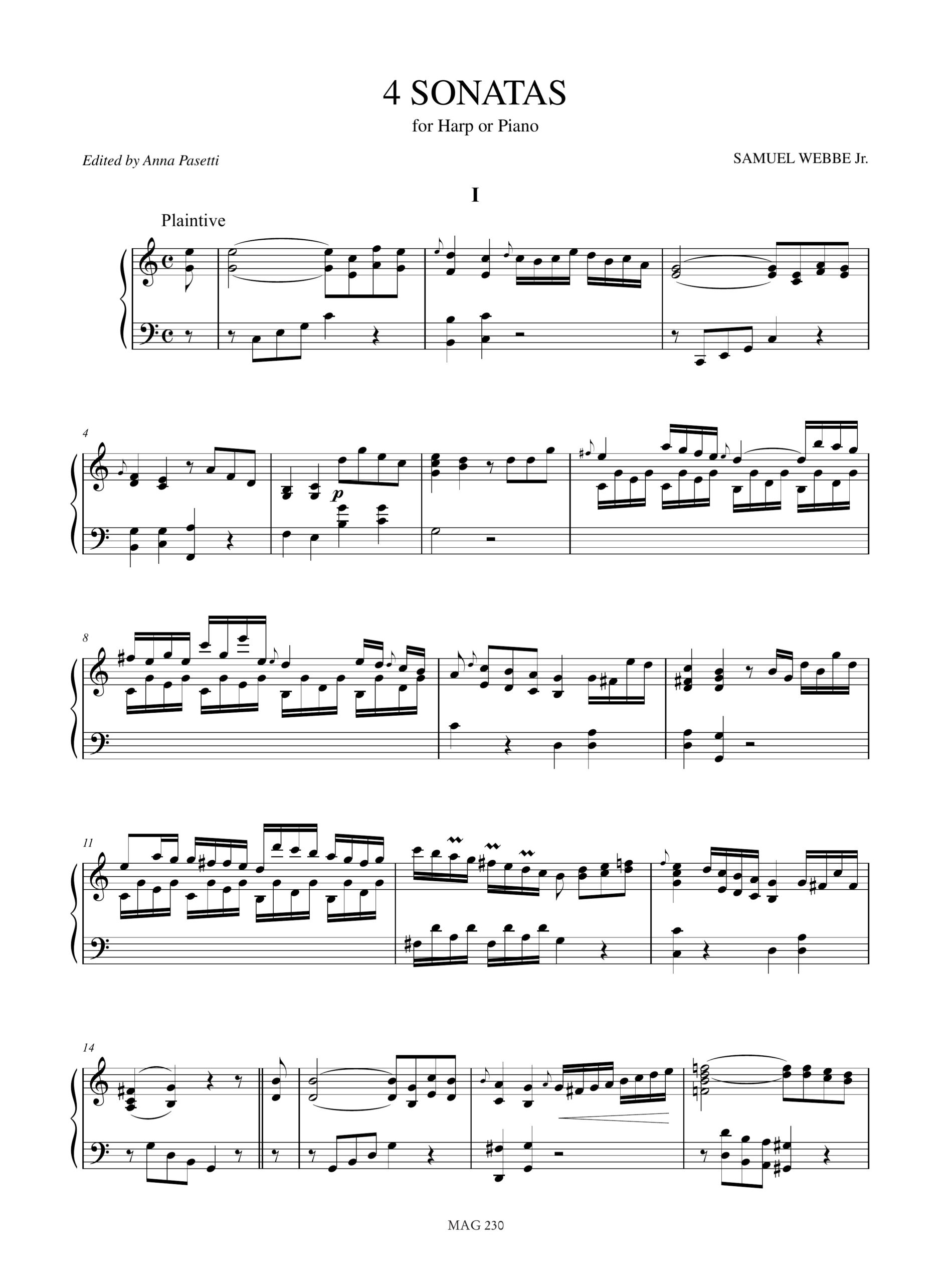 Webbe Jr., Samuel: 4 Sonate per Arpa o Pianoforte - Image 2