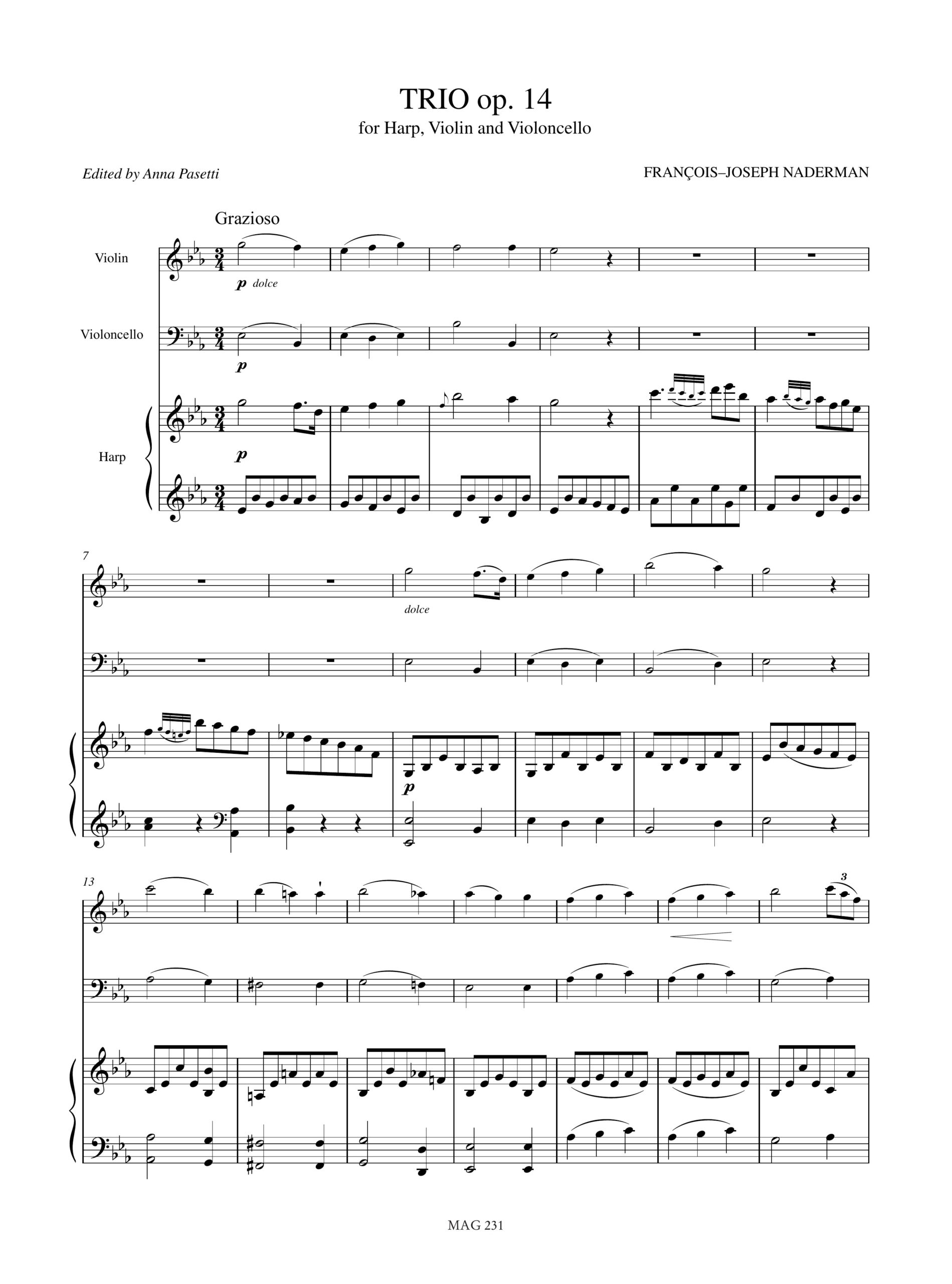 Naderman, François-Joseph: Trio Op. 14 per Arpa, Violino e Violoncello - Image 2
