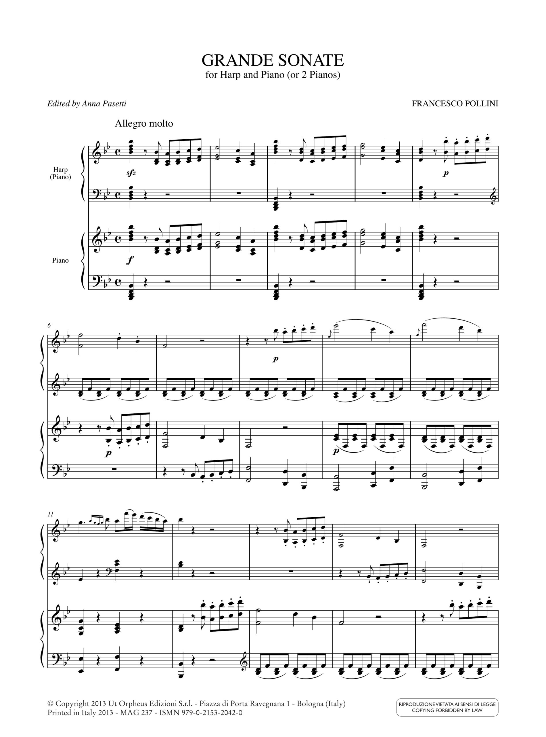 Pollini, Francesco: Grande Sonate per Arpa e Pianoforte (o 2 Pianoforti) - Image 2