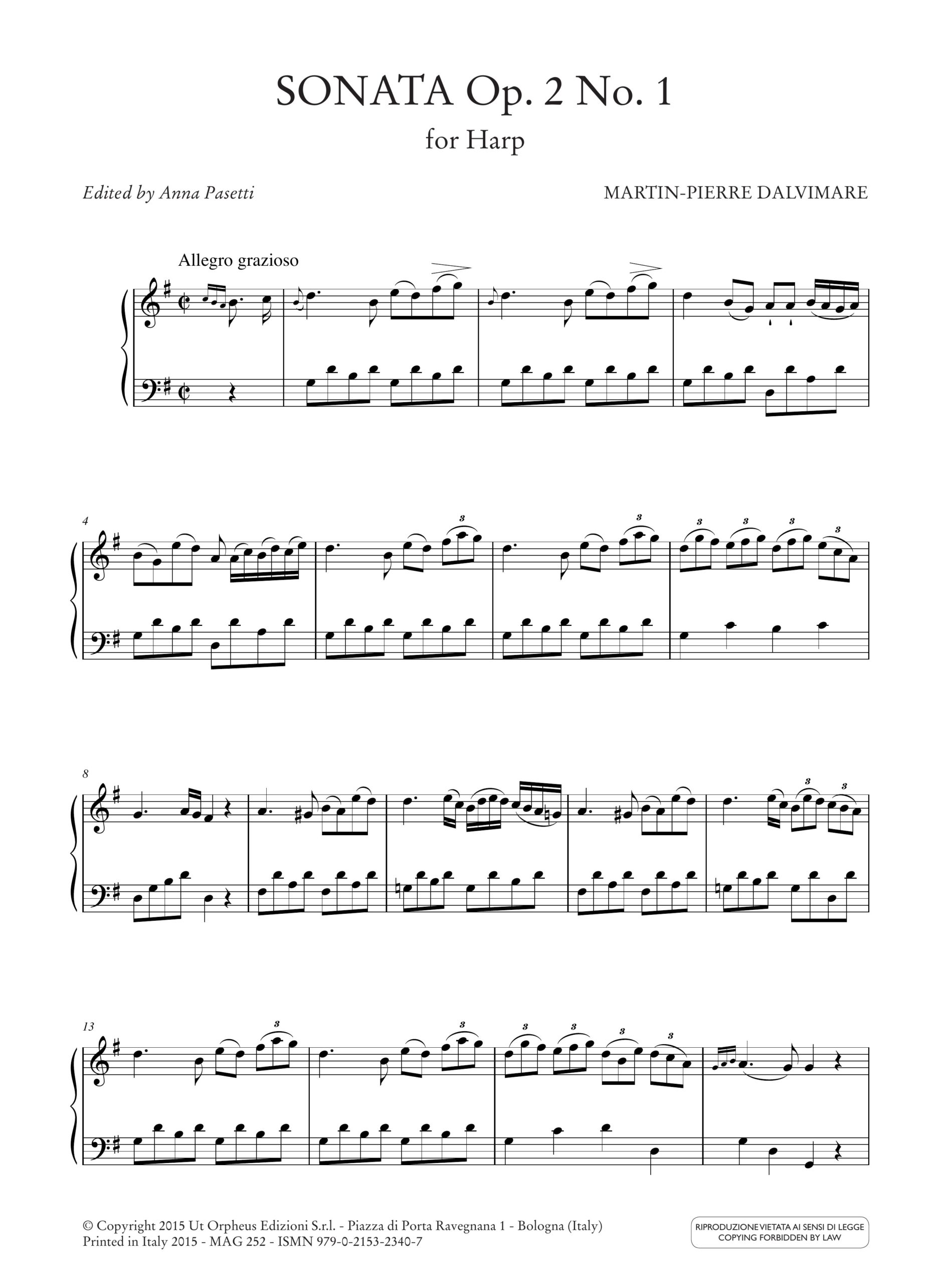 Dalvimare, Martin-Pierre: Sonata op. 2 n. 1 per Arpa - Image 2