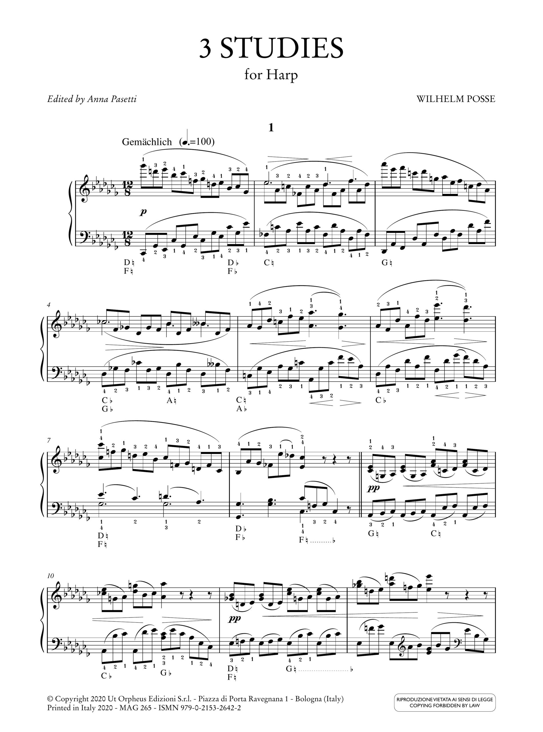 Posse, Wilhelm: 3 Studi per Arpa - Image 2