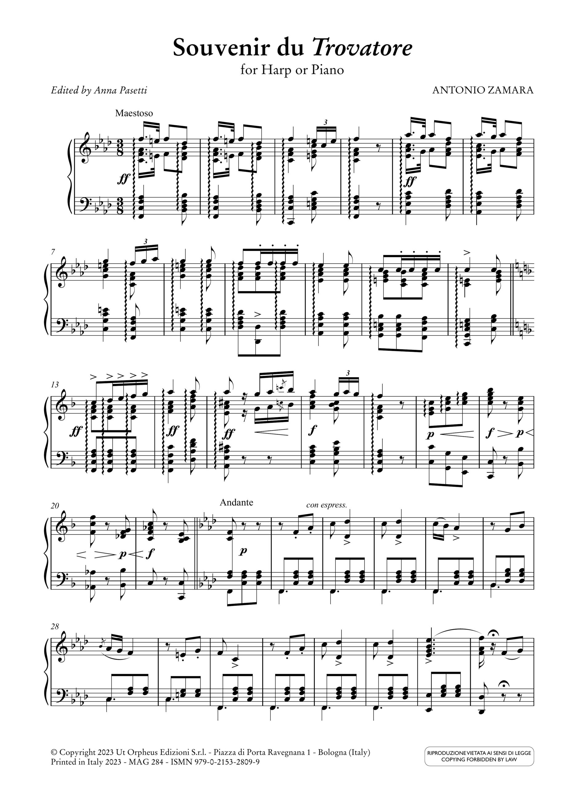 Zamara, Antonio: Souvenir du “Trovatore” per Arpa o Pianoforte - Image 2