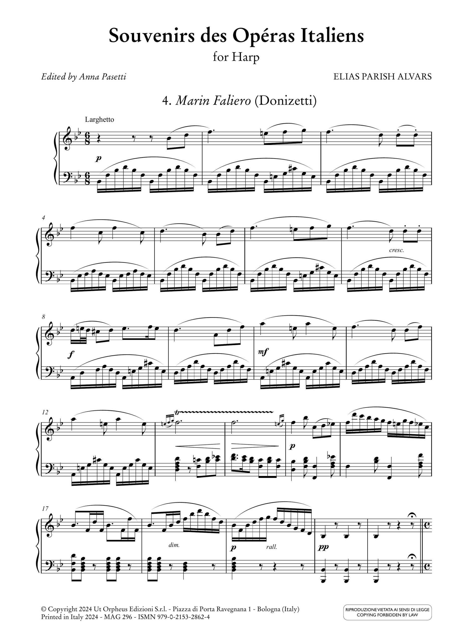 Parish Alvars, Elias: Souvenirs des Opéras Italiens arrangés dans un style facile et brillant per Arpa - Vol. 2 - Image 2