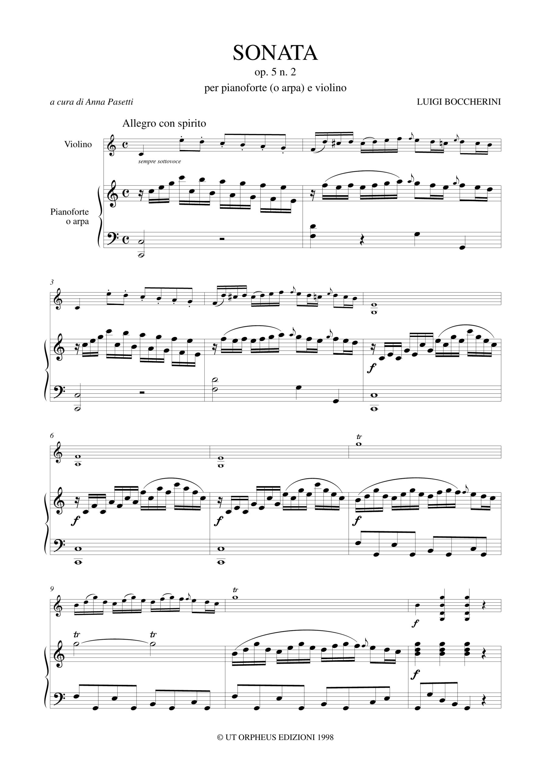 Boccherini, Luigi: Sonata Op. 5 N. 2 per Pianoforte (Arpa) e Violino - Image 2