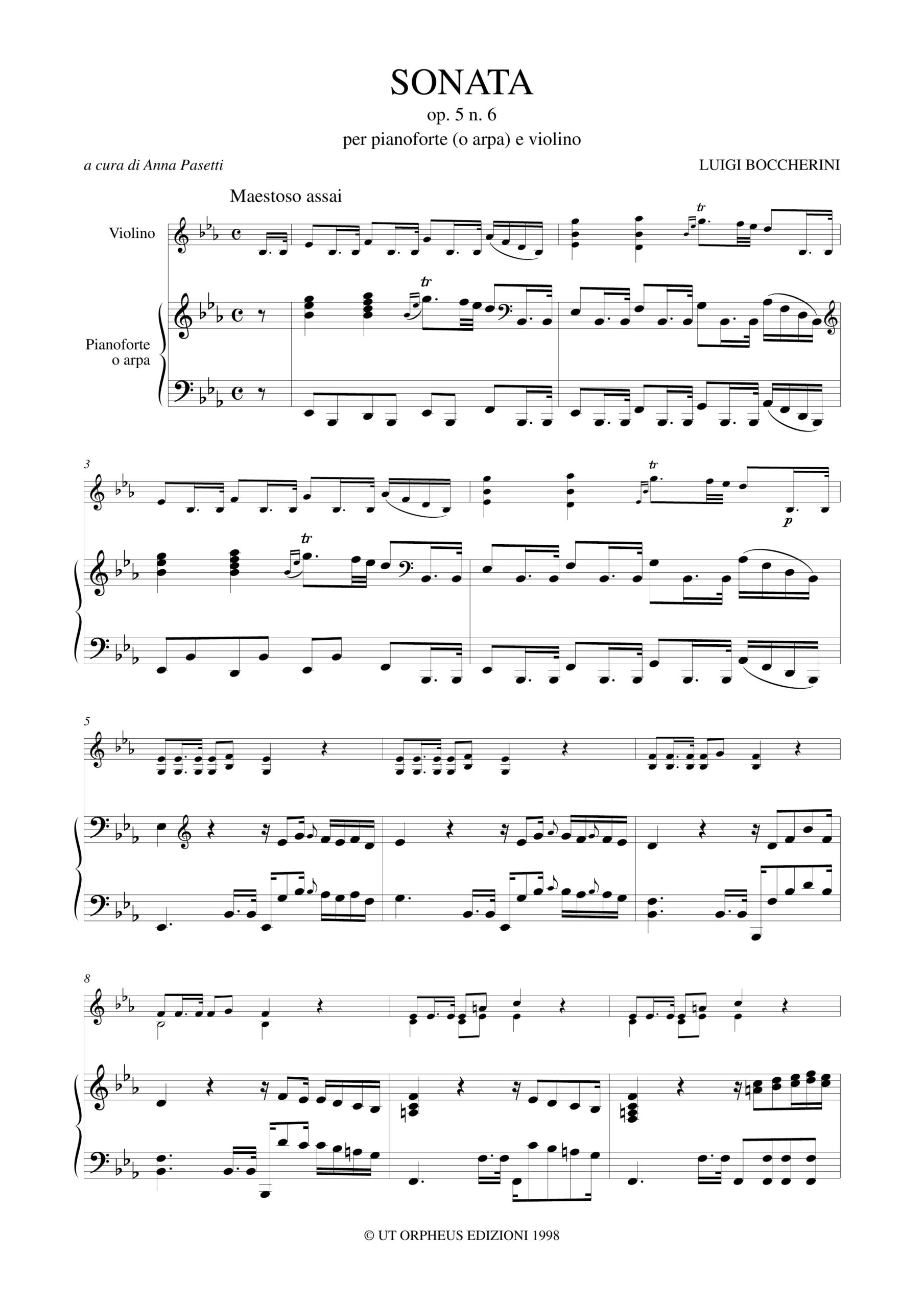 Boccherini, Luigi: Sonata Op. 5 N. 6 per Pianoforte (Arpa) e Violino - Image 2