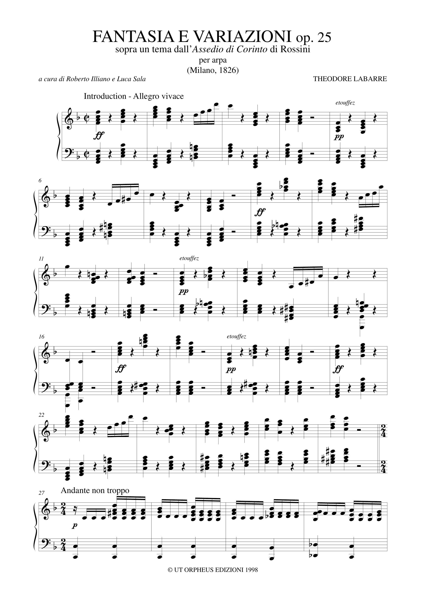 Labarre, Théodore: Fantasia e Variazioni sopra un Tema da “L’Assedio di Corinto” di Rossini Op. 25 per Arpa - Image 2