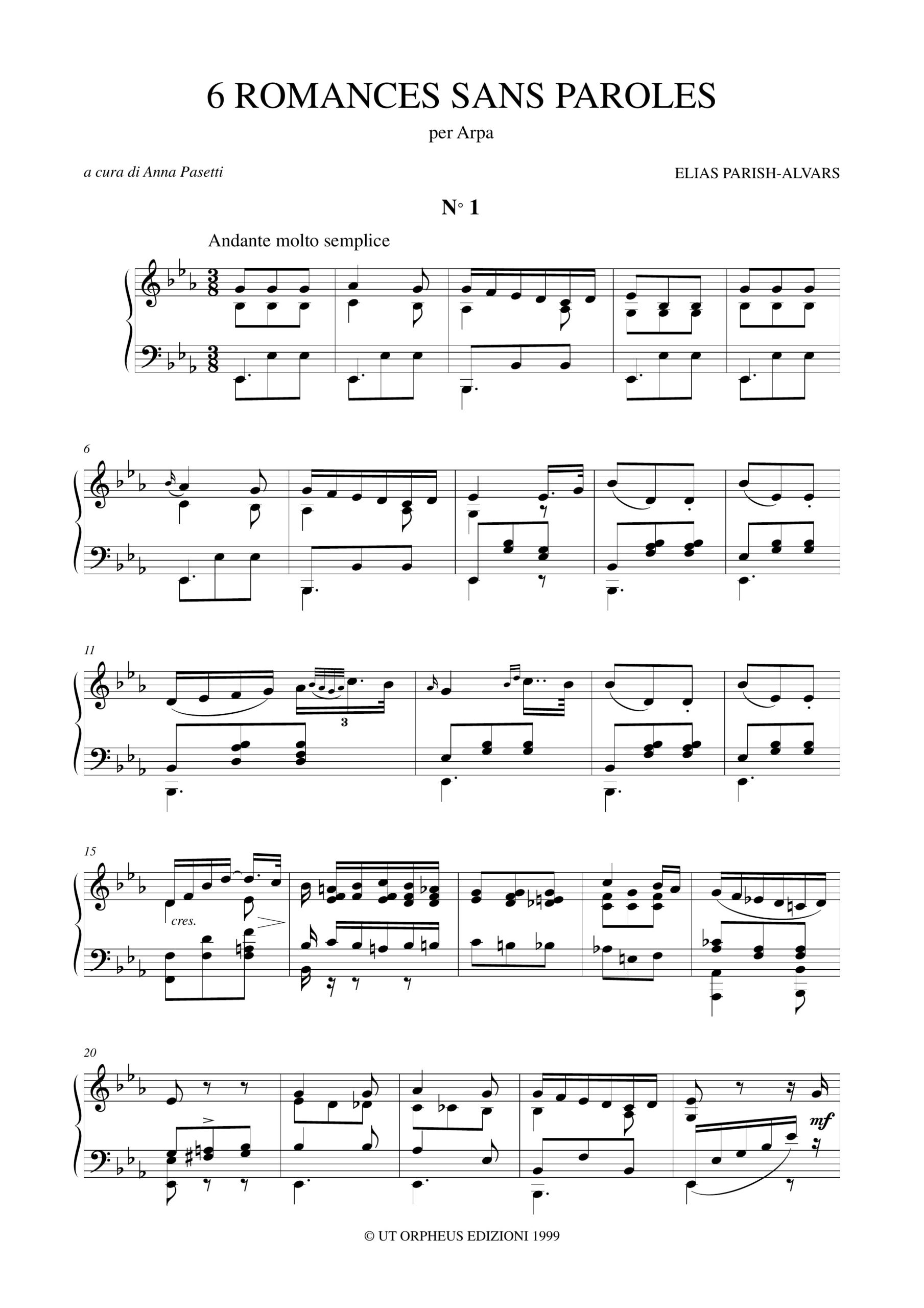 Parish Alvars, Elias: 6 Romances sans Paroles per Arpa - Image 2